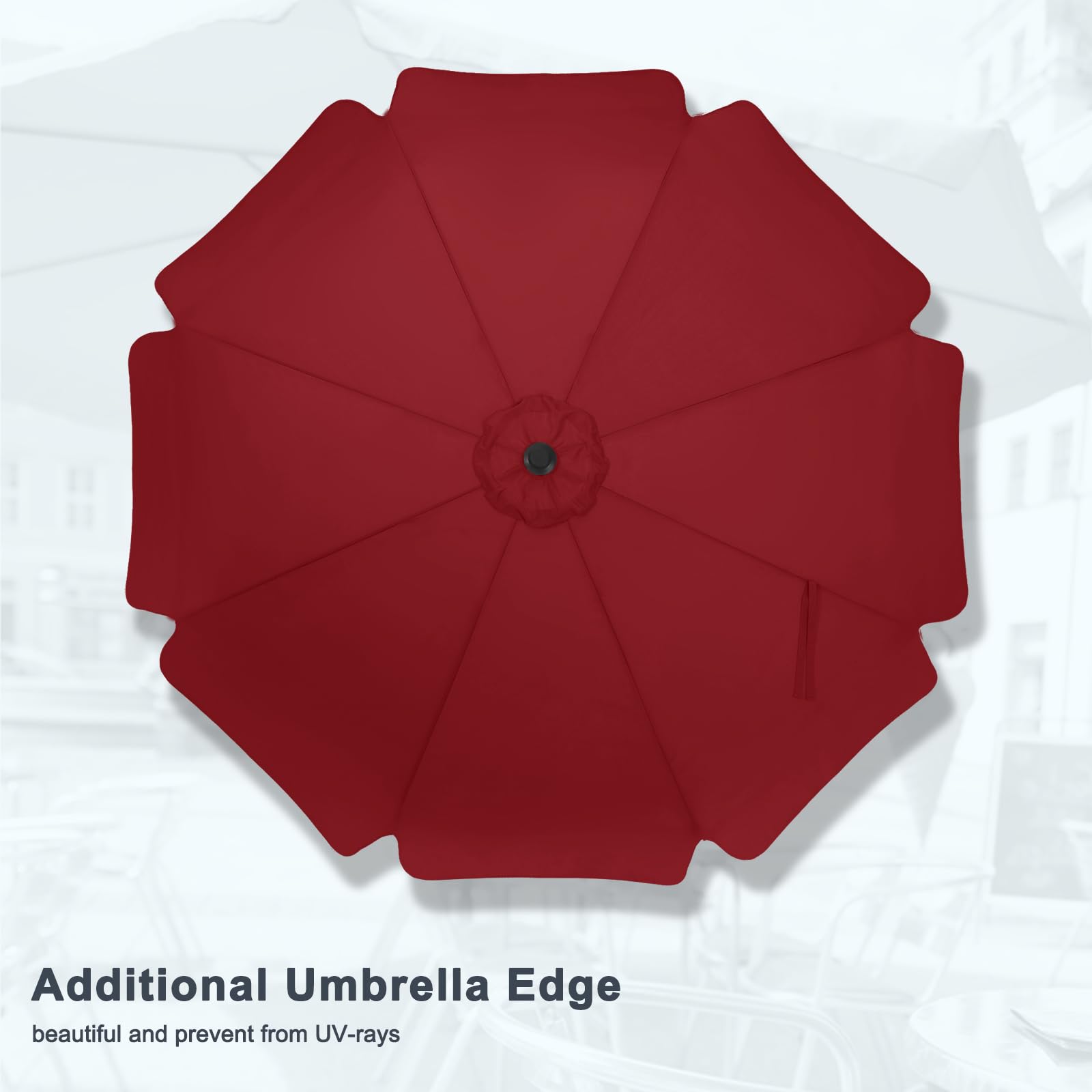 MASTERCANOPY 10ft Burgundy Patio Umbrella with 8 Ribs - Heavy Duty Outdoor Market Umbrella for Restaurant, Cafe, Poolside & Backyard Use