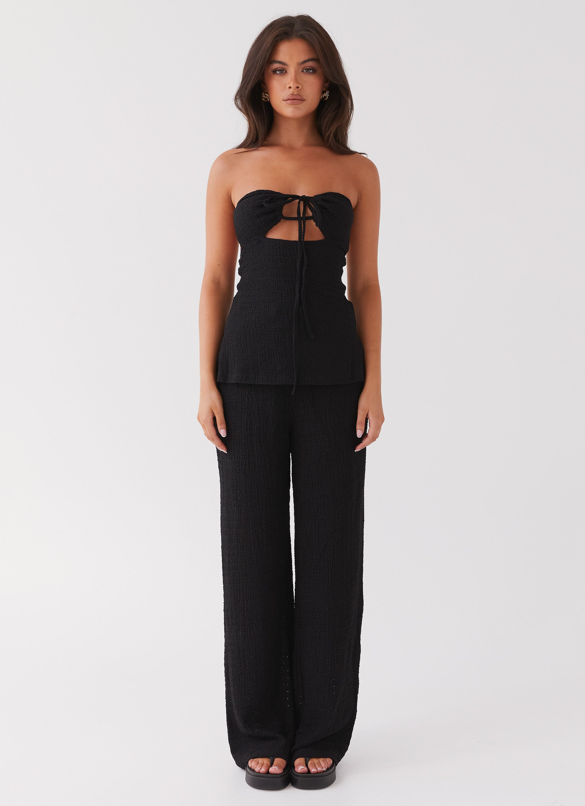 Jadey Strapless Waffle Top for Women - Soft & Comfortable Black Crop Top | Perfect for Summer, Beach, and Casual Outfits