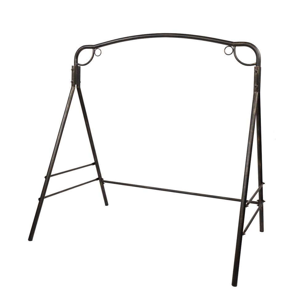 Outdoor Garden Iron Swing Frame - Bronze Patio Swing Stand for Backyard, Porch, or Lawn Relaxation | Heavy Duty & Weather Resistant