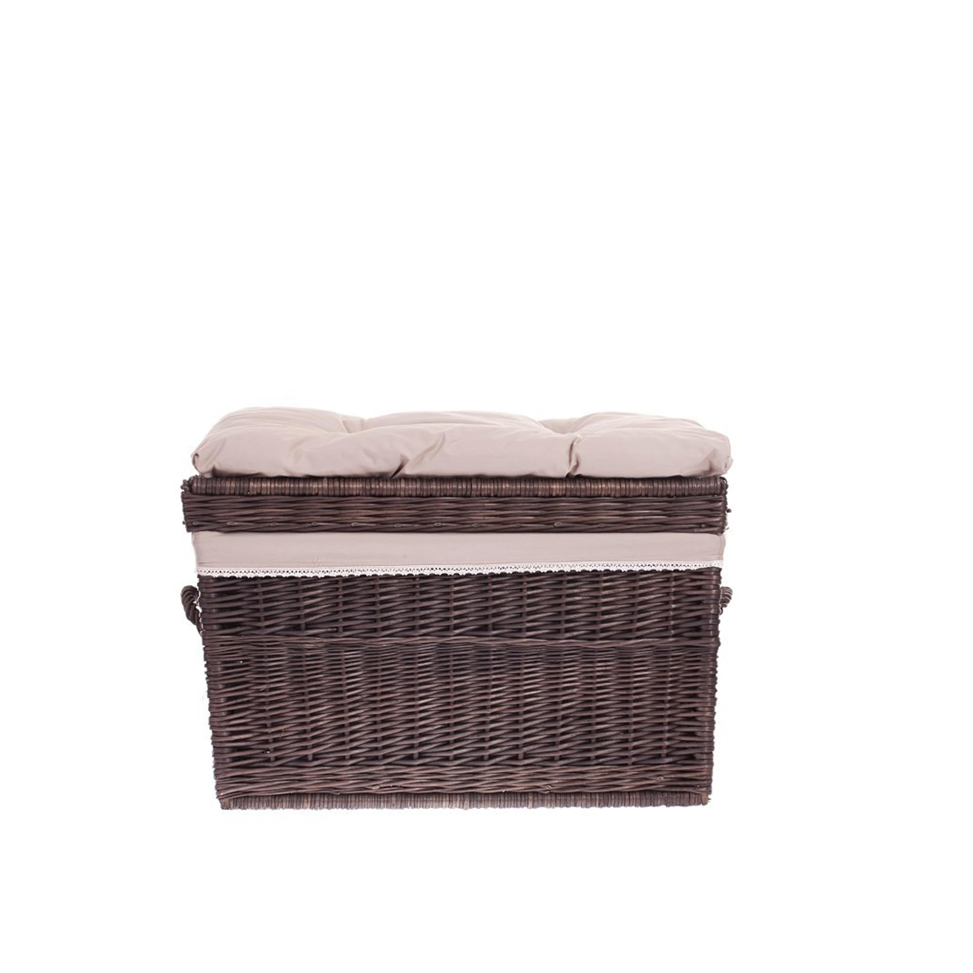 Natural Willow Laundry Basket - Gloss White Storage Chest for Linen, Clothes & Toys | Eco-Friendly Woven Hamper for Bedroom, Nursery & Bathroom Organization