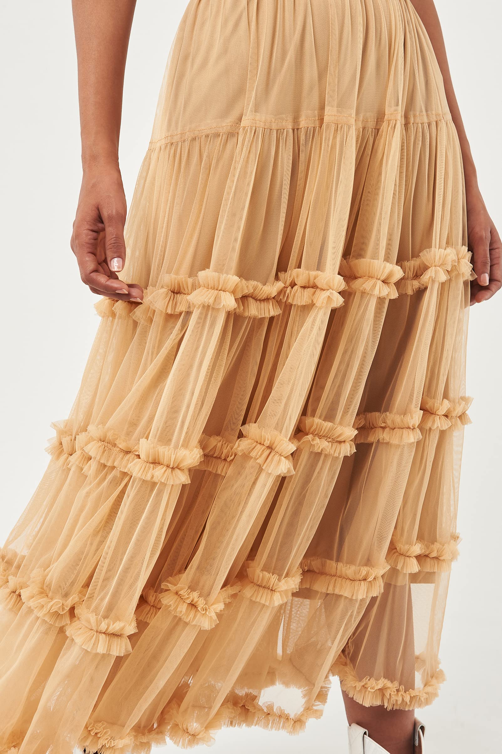 Elegant Women's Crown Tulle Midi Skirt - Flowy A-Line Party Dress for Weddings, Prom & Special Occasions