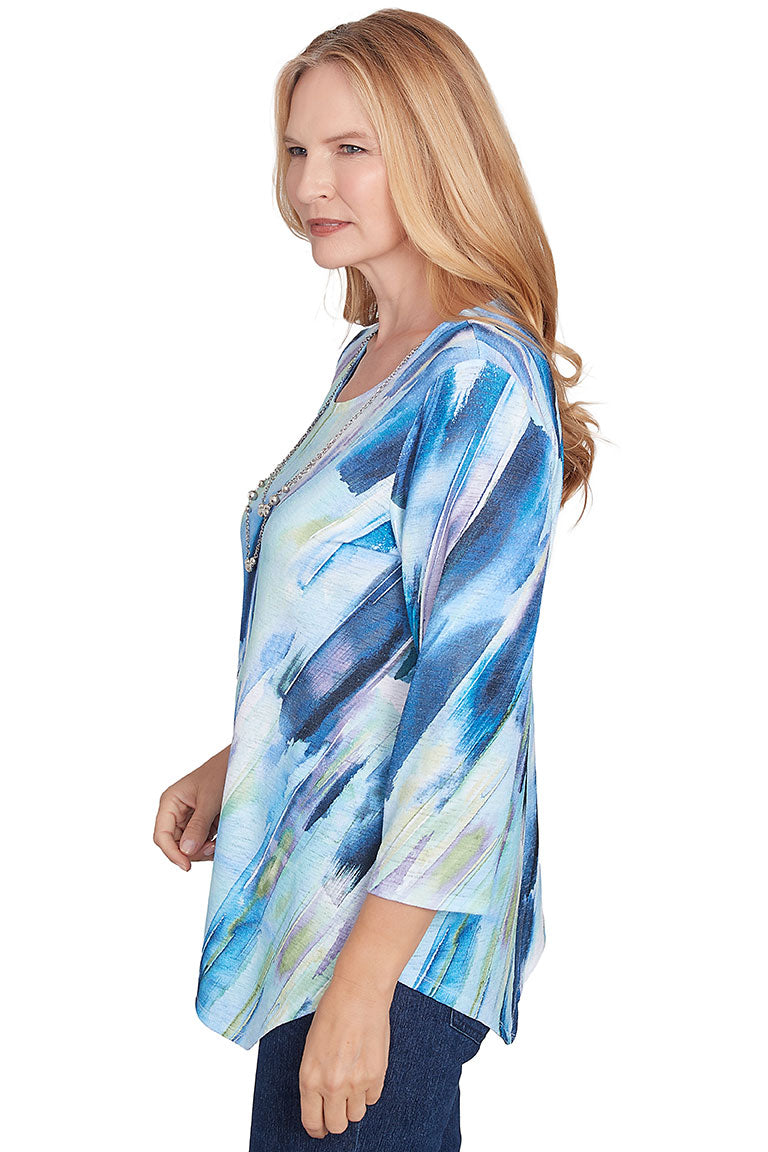 Trendy Diagonal Brushstroke Asymmetrical Neckline Women's Tops | Fashion Statement Blouse for Casual Wear & Night Out