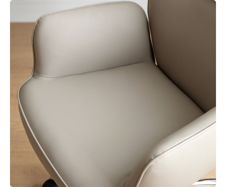 Premium Organic Leather Ergonomic Office Chair - Adjustable Height & Lumbar Support for Home & Workspace Comfort