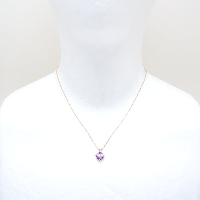 4℃ Amethyst Diamond Necklace K18PG - Elegant Purple Gemstone Jewelry for Women, Perfect for Weddings, Anniversaries & Special Occasions