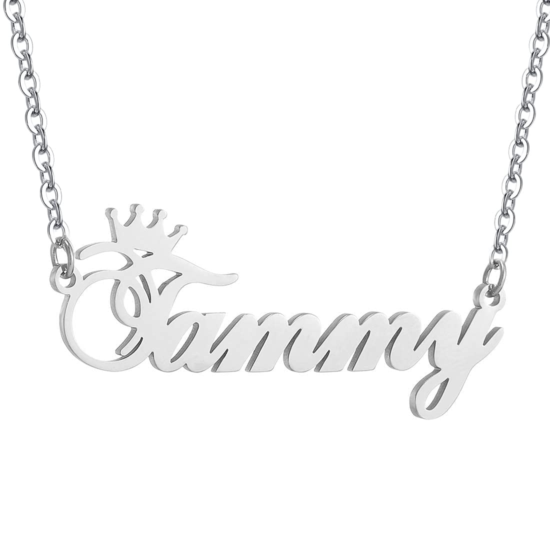 Custom Name Necklace for Women - Personalized Stainless Steel Name Chain with 1-4 Names in Silver/Gold/Rose Gold (14-24