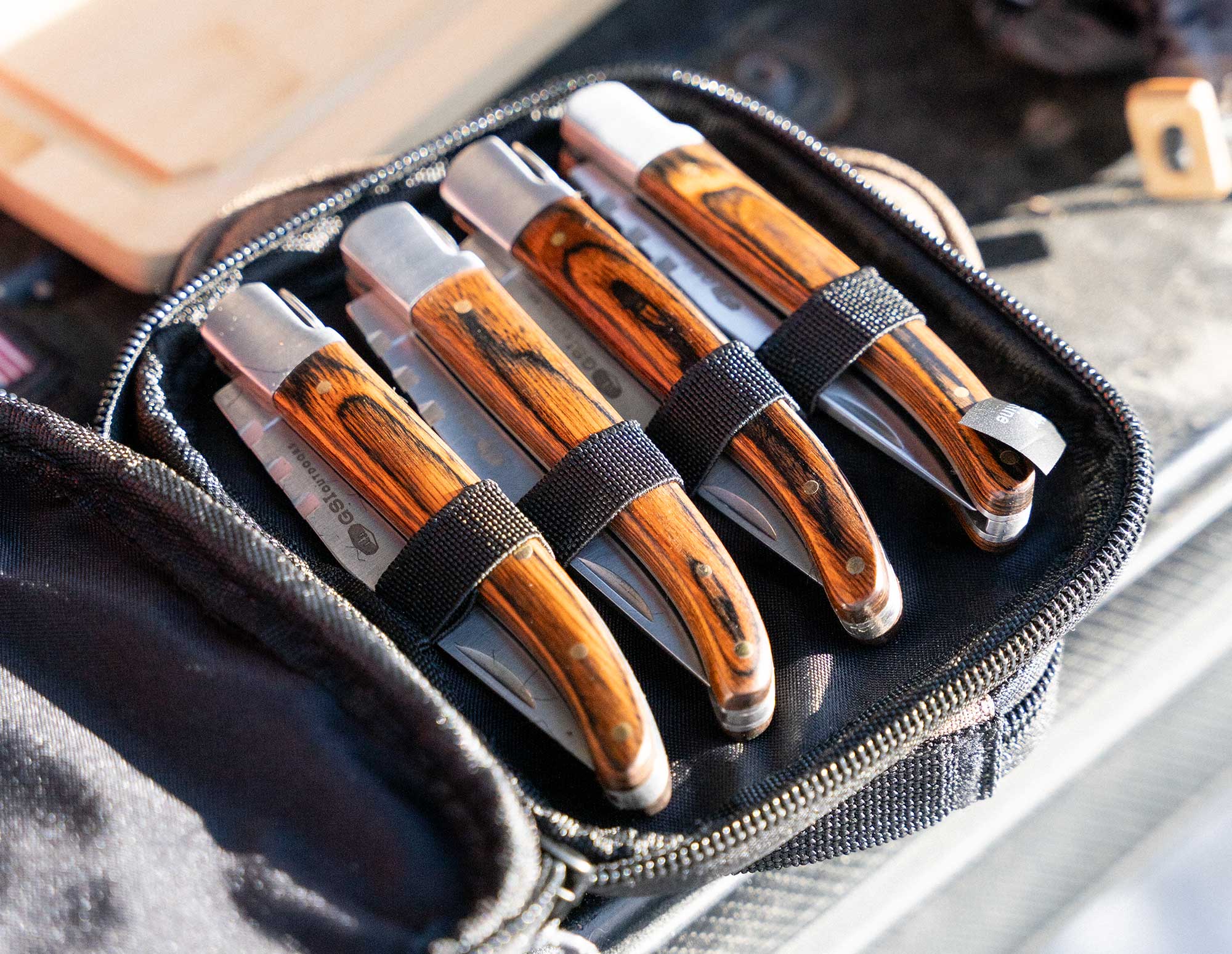 Premium Rakau Folding Steak Knife Set - 4-Piece Stainless Steel Camping & Travel Cutlery for Outdoor Picnics, BBQ, and Camping Adventures