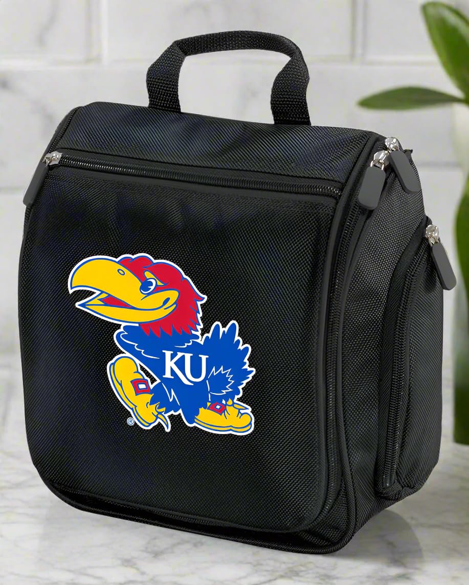University of Kansas Jayhawks Toiletry Bag - Hanging Travel Shaving Kit for Men & Women - Perfect for College Dorms, Gym, Camping & Road Trips
