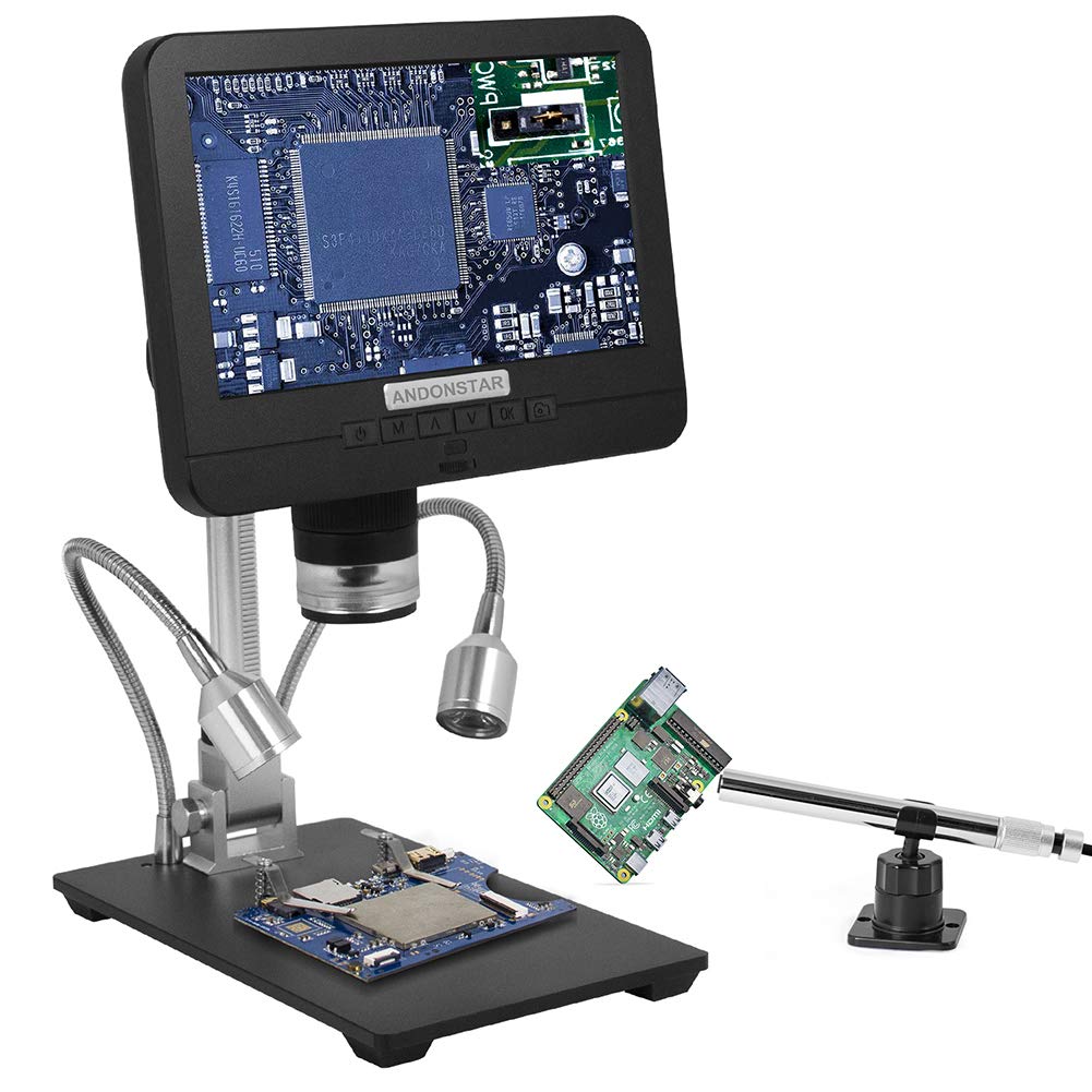 Andonstar AD206S 7-inch LCD Digital Microscope with Endoscope - 200X Magnification Zoom for Soldering, Phone Repair & Circuit Board Inspection | Perfect for Electronics Workbench, Jewelry Appraisal & Hobbyist Projects