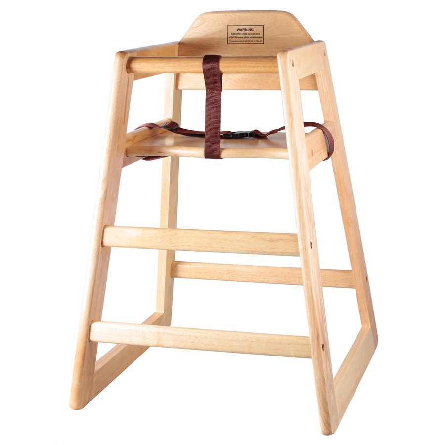 Winco Natural Wooden High Chair for Babies & Toddlers - Safe & Sturdy Dining Seat for Home, Restaurants, and Outdoor Use