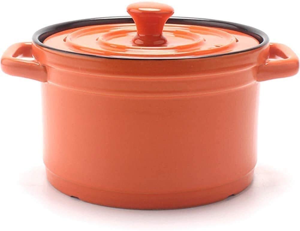 Non-Stick Ceramic Casserole Dutch Oven with Lid - 3L Round Slow Cooker, Healthy Ceramic Cookware (Orange) - Perfect for Soups, Stews & Baking