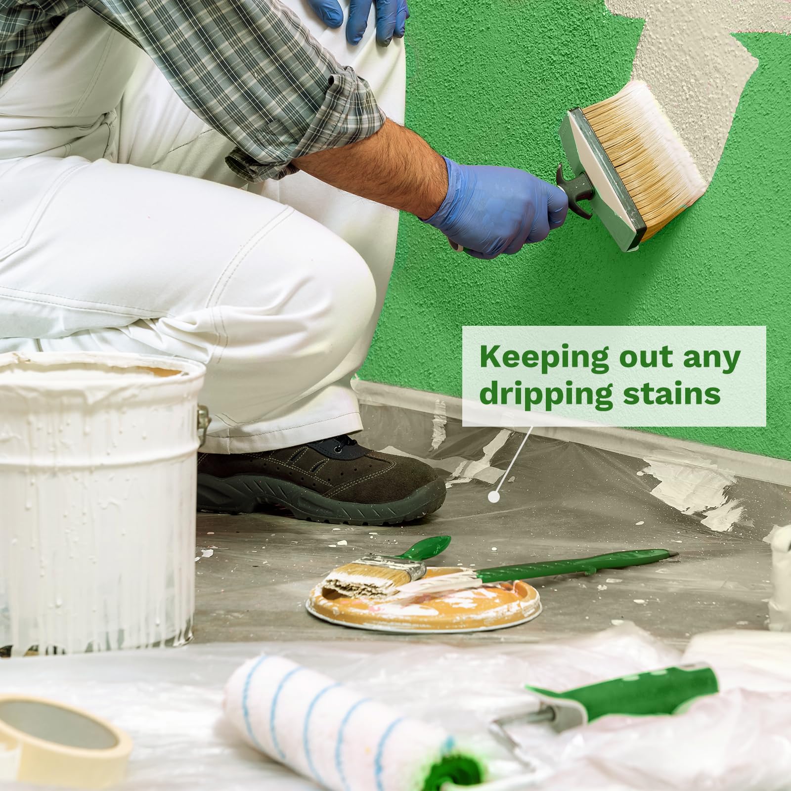 12-Pack Clear Plastic Drop Cloths 9x12 Ft - Disposable Painting Tarps, Dust-Proof Furniture Covers, Heavy-Duty Plastic Sheeting for Home Renovation, DIY Projects & Floor Protection