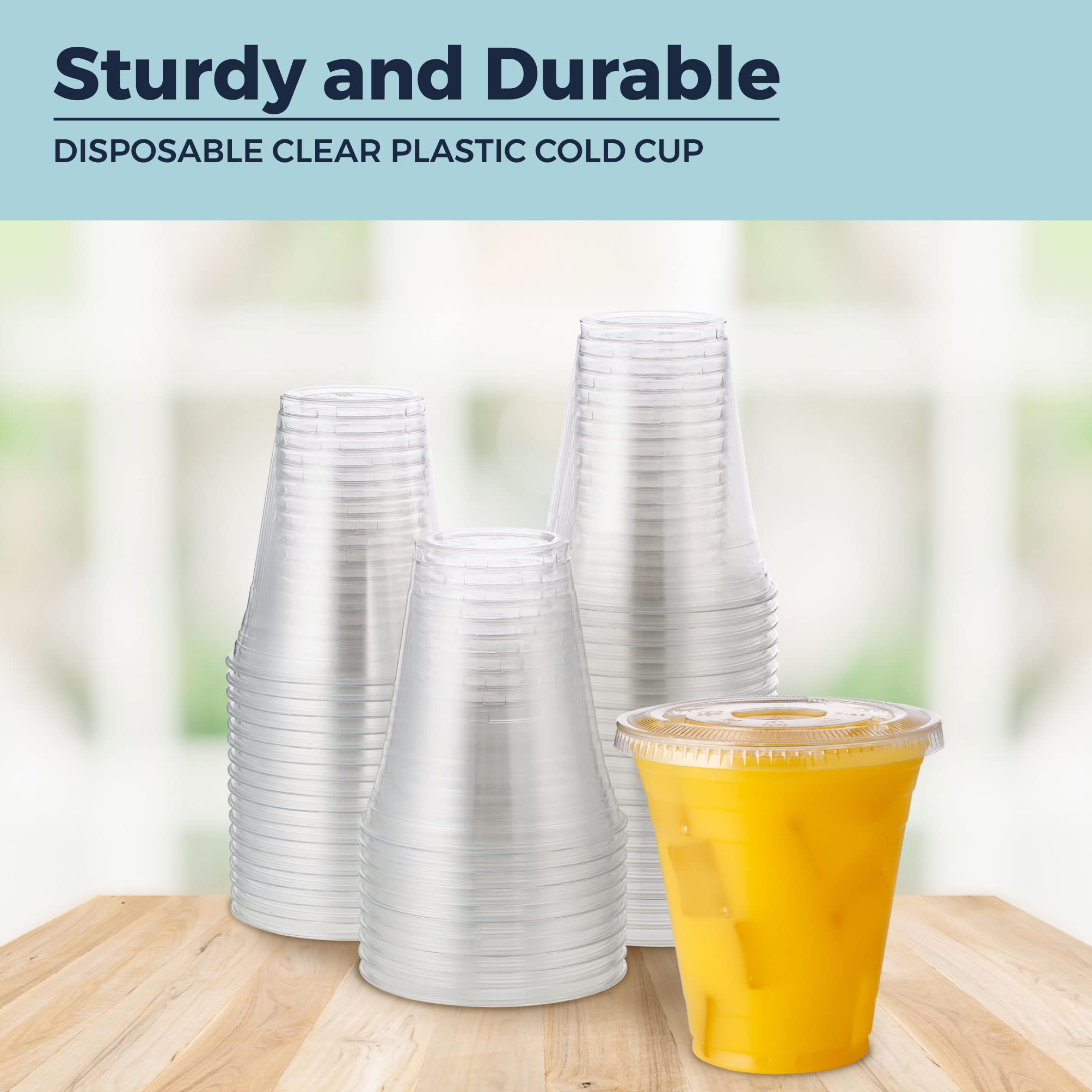 1000 Pack HAKOWARE 12 oz Ultra Clear Plastic Cold Cups with Flat Lids - Disposable Wedding, Party, and Event Drinking Tumblers - Perfect for Iced Coffee, Beer, Juice & Cold Beverages - Ideal for Weddings, BBQs, Picnics, and Office Parties