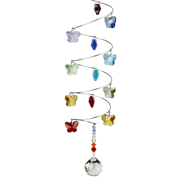 Crystal Rainbow Butterfly Spiral Suncatcher - Handmade Glass Window Decor for Home, Garden & Office - Perfect for Sunlight Reflection & Room Decoration