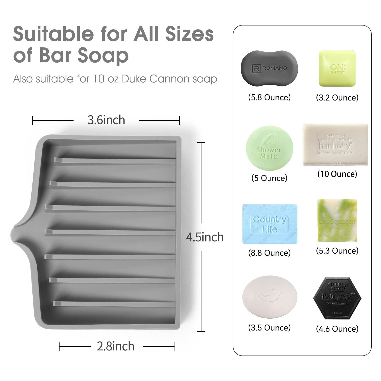 2 Pack Self Draining Soap Dish with Anti-Slip Design, Silicone Bar Soap Holder for Shower & Bathroom - Waterfall Drain, Sponge Tray for Kitchen Sink - Perfect for Bath, Shower, Kitchen & Travel Accessories (Gray)