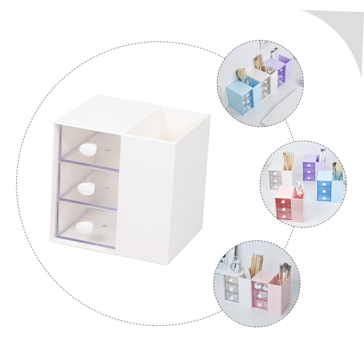 CANIGHT White Desktop Storage Box - Organize Pens, Office Supplies & Desk Accessories | Perfect for Home Office, School & Workspace Organization