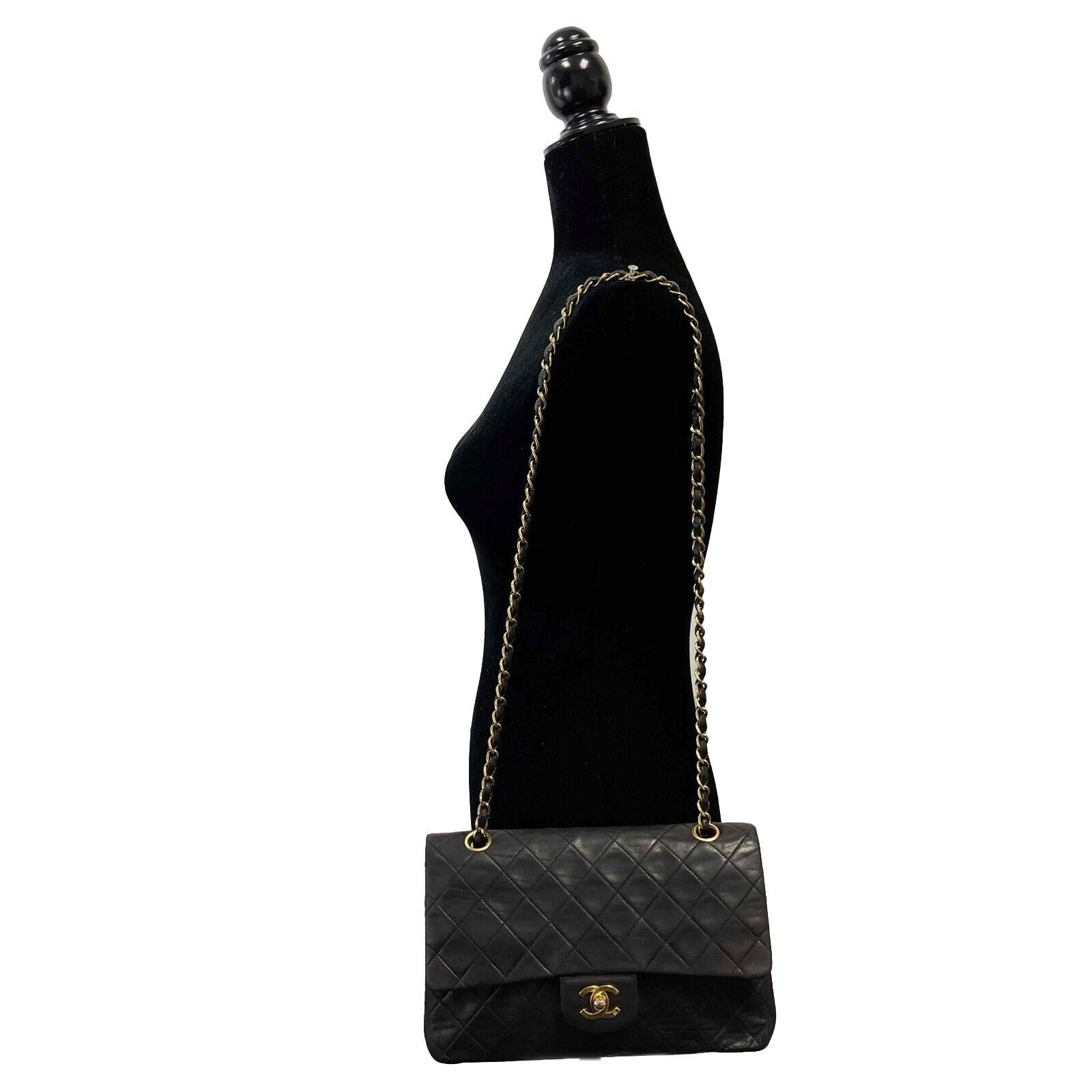 Vintage Chanel Classic Double Flap Medium CC Black Leather Shoulder Bag - Luxury Designer Handbag for Women, Perfect for Date Night & Special Occasions