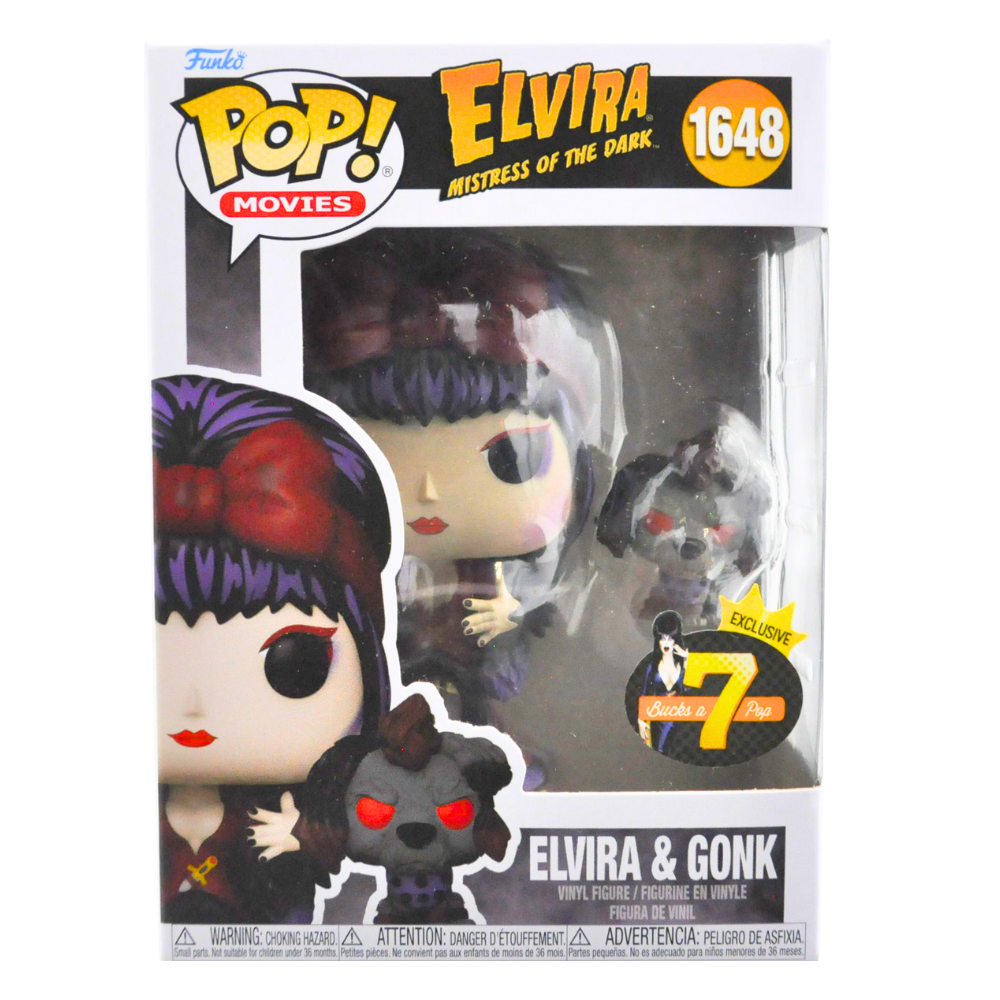 Funko Pop! Elvira with Gonk (Moonlight) #1648 – 7BAP Exclusive Collectible Figure – Perfect for Horror Fans & Pop Culture Collectors