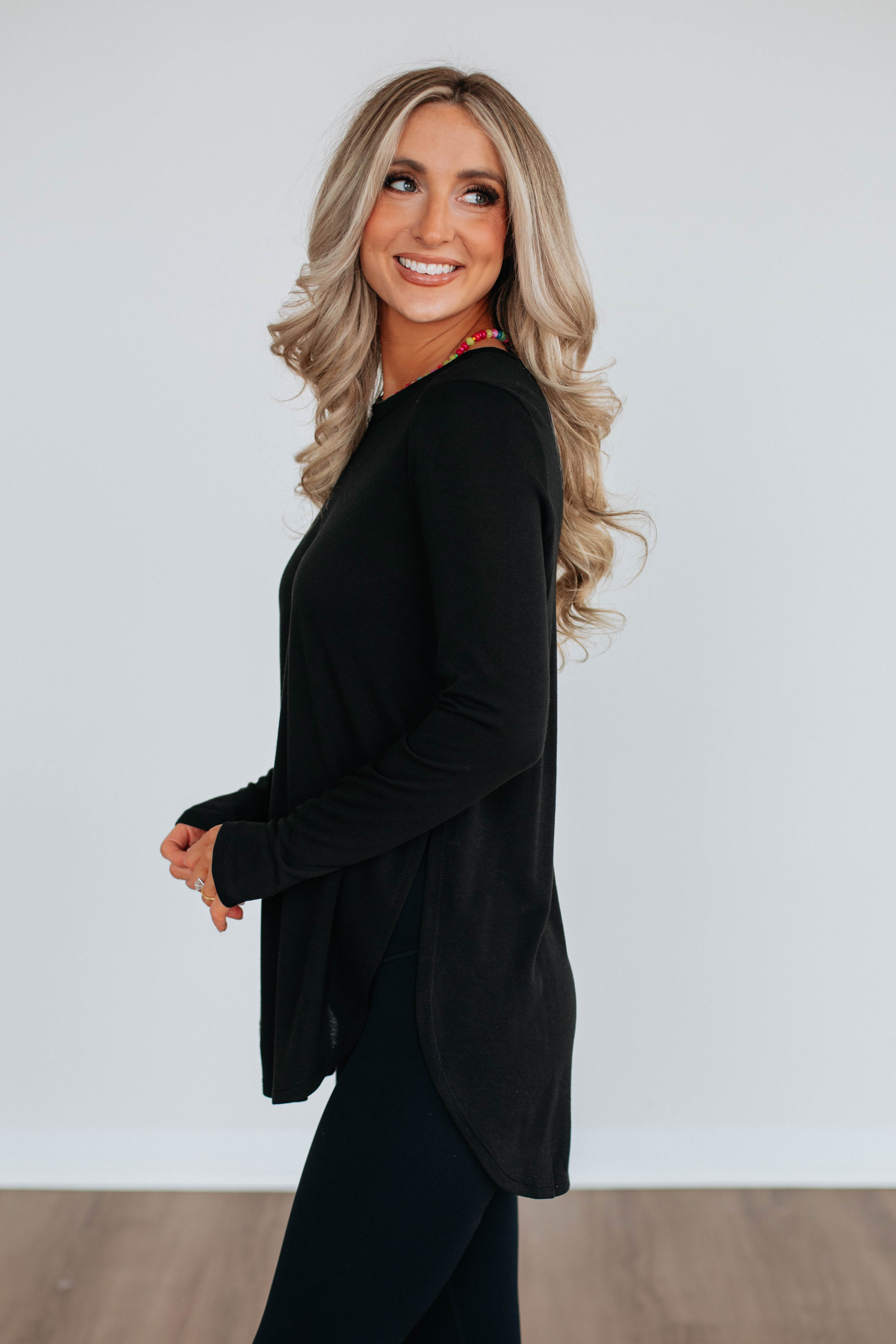 Jardin Women's Long Sleeve T-Shirt - Soft Cotton Casual Top in Black | Perfect for Everyday Wear, Office & Date Nights