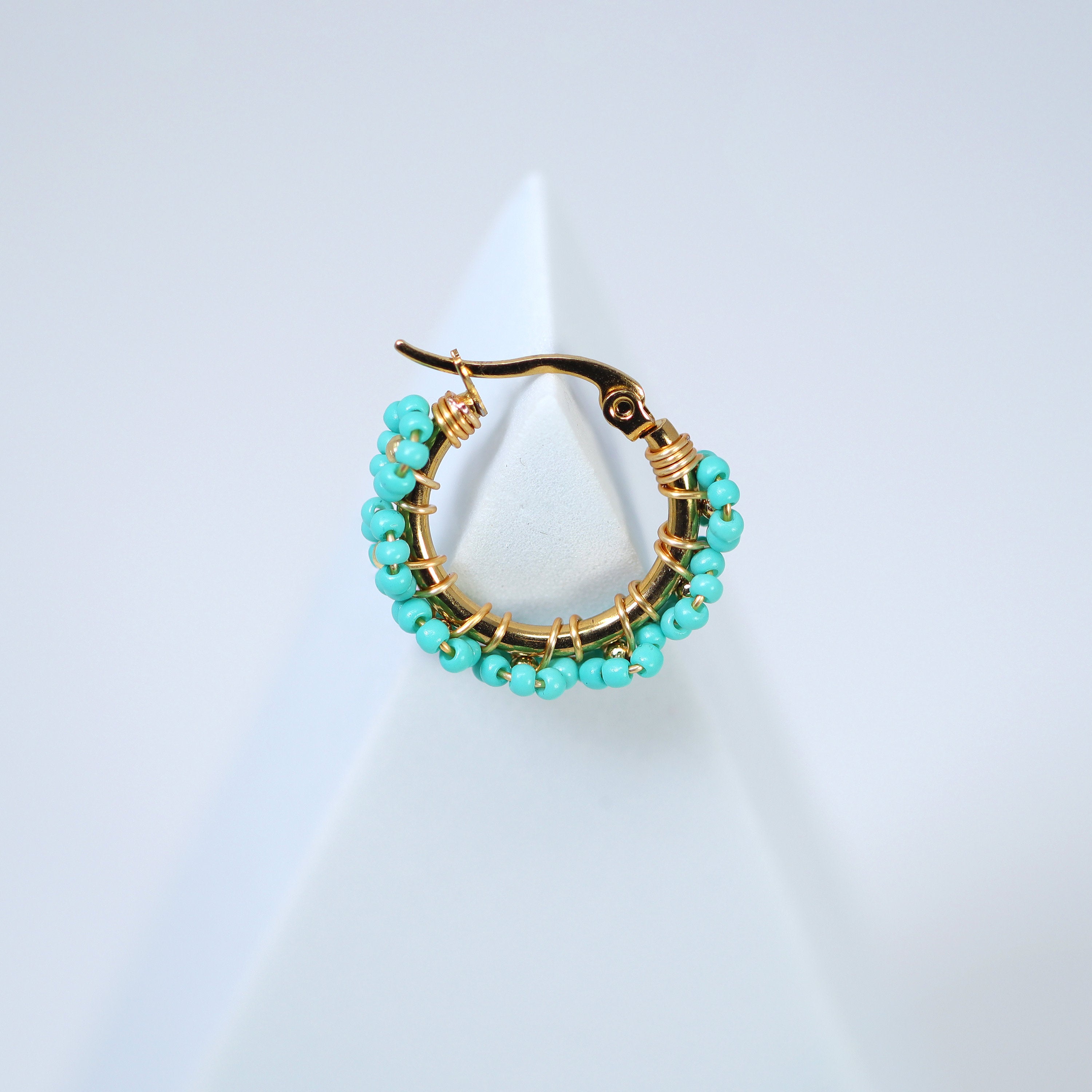 Turquoise and Gold Beaded Hoop Earrings for Women - Elegant Statement Jewelry for Weddings, Bridal Parties & Special Occasions | Perfect Gift for Bridesmaids and Wedding Guests