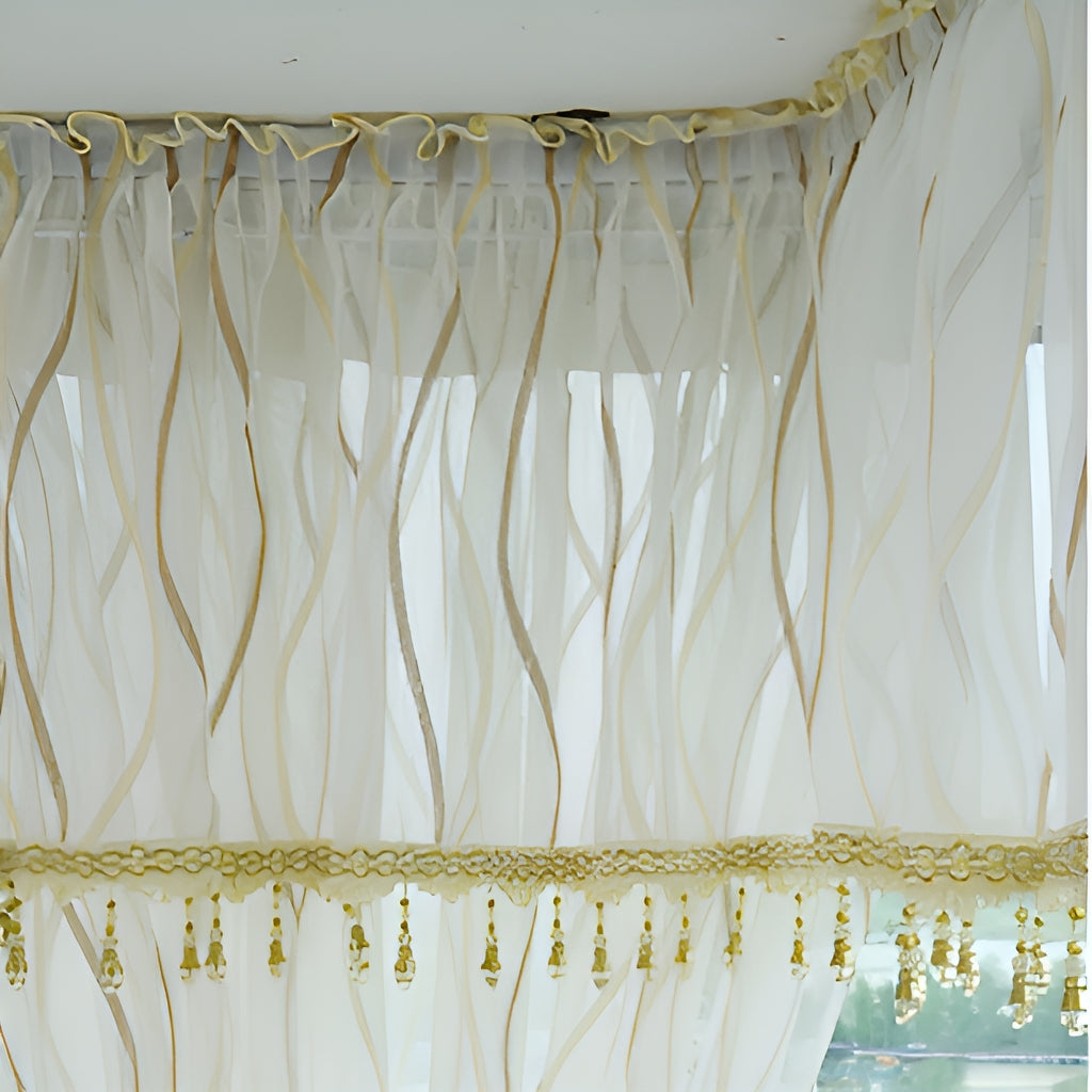 Landry White Gauze Geometric Sheer Curtains - Lightweight & Airy Custom Window Drapes for Living Room, Bedroom & Nursery Decor