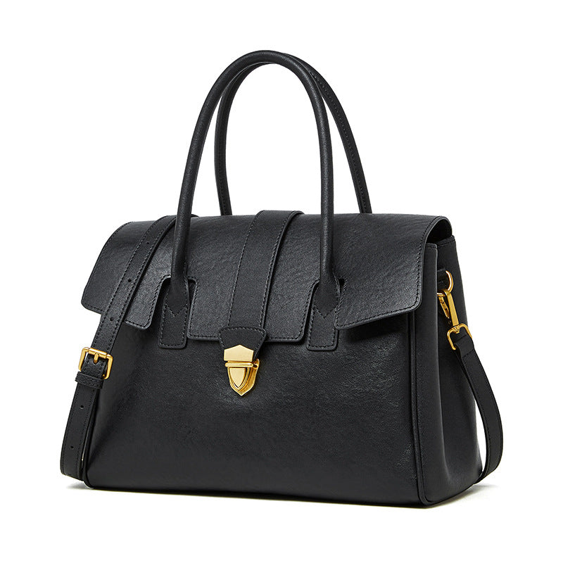 Stylish Leather Flap Work Bag for Women - Professional Office Tote with Multiple Pockets - Perfect for Business, Commuting & Travel