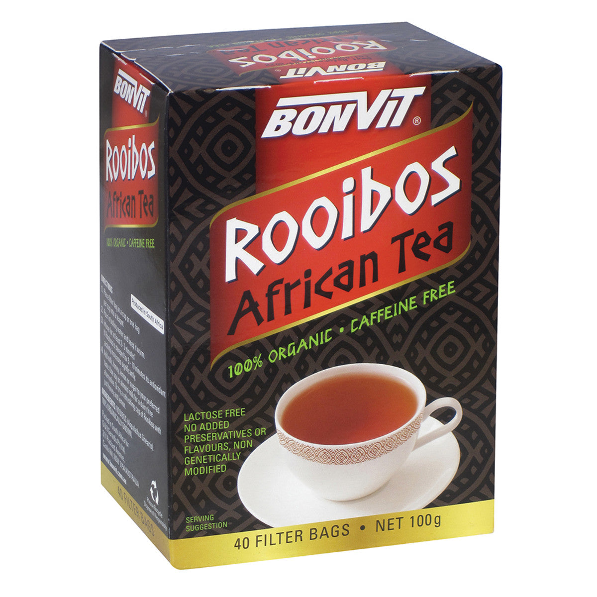Organic Rooibos African Tea - 40 Filter Bags | Caffeine-Free Herbal Tea | Antioxidant Rich | Perfect for Relaxation & Evening Tea Time