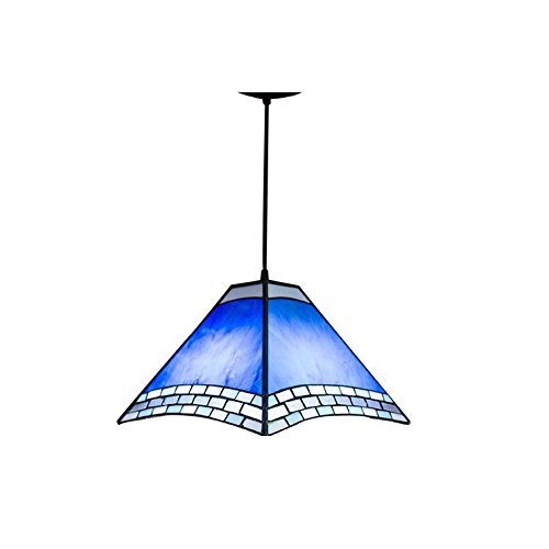 Tiffany Sky Blue Glass Pendant Light - Mediterranean Style Porch, Corridor & Balcony Ceiling Lamp - Elegant Dining Room Hanging Lighting Fixture for Home & Outdoor Decor