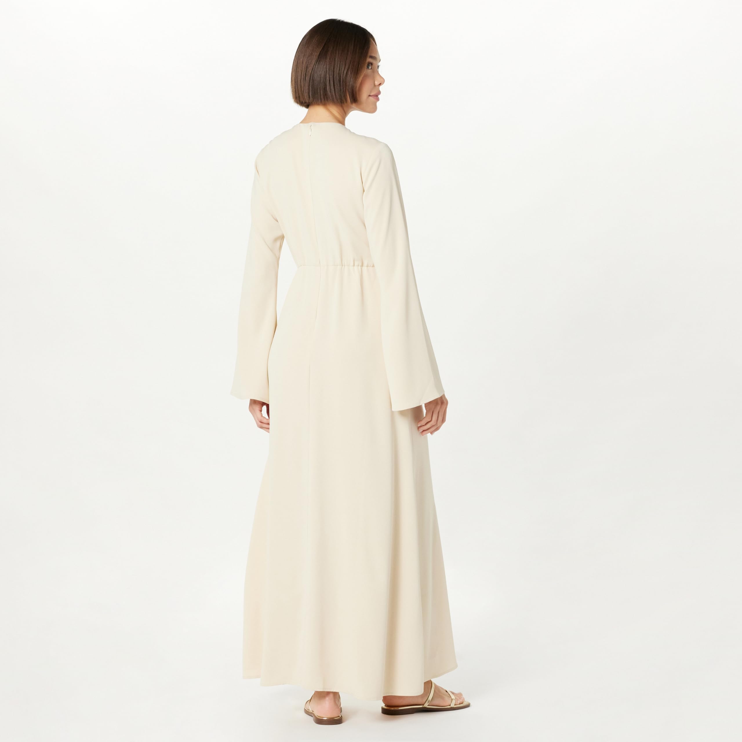 The Drop Women's Elegant Twisted Neckline Maxi Dress - Flowy Long Summer Dress with Side Slit | Perfect for Beach Vacations, Date Nights & Special Occasions