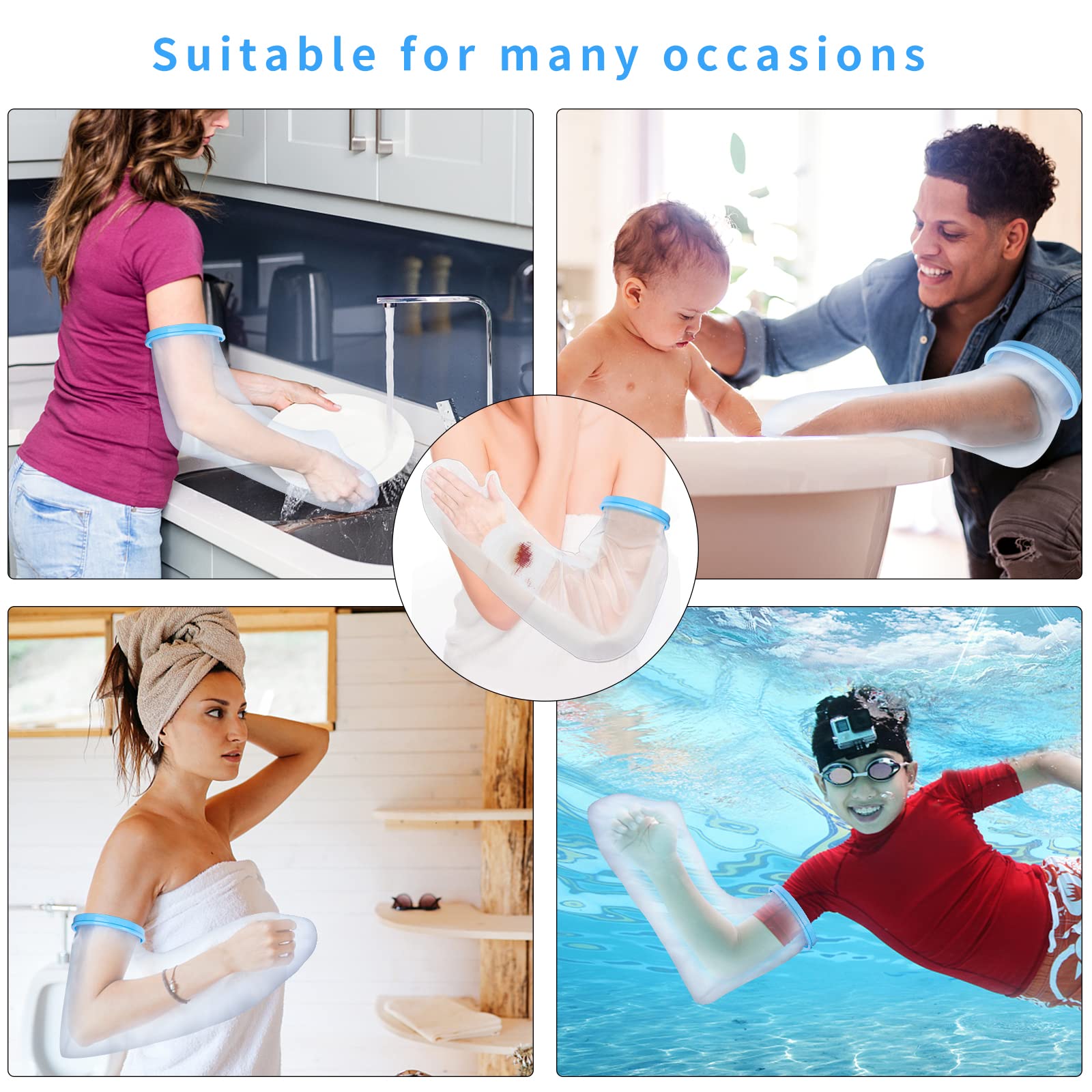 SUPERNIGHT Waterproof Cast Cover for Shower - Reusable Arm Cast Protector for Adults to Keep Wounds & Bandages Dry - Fits Wrists & Arms - Ideal for Bathing, Swimming & Daily Activities