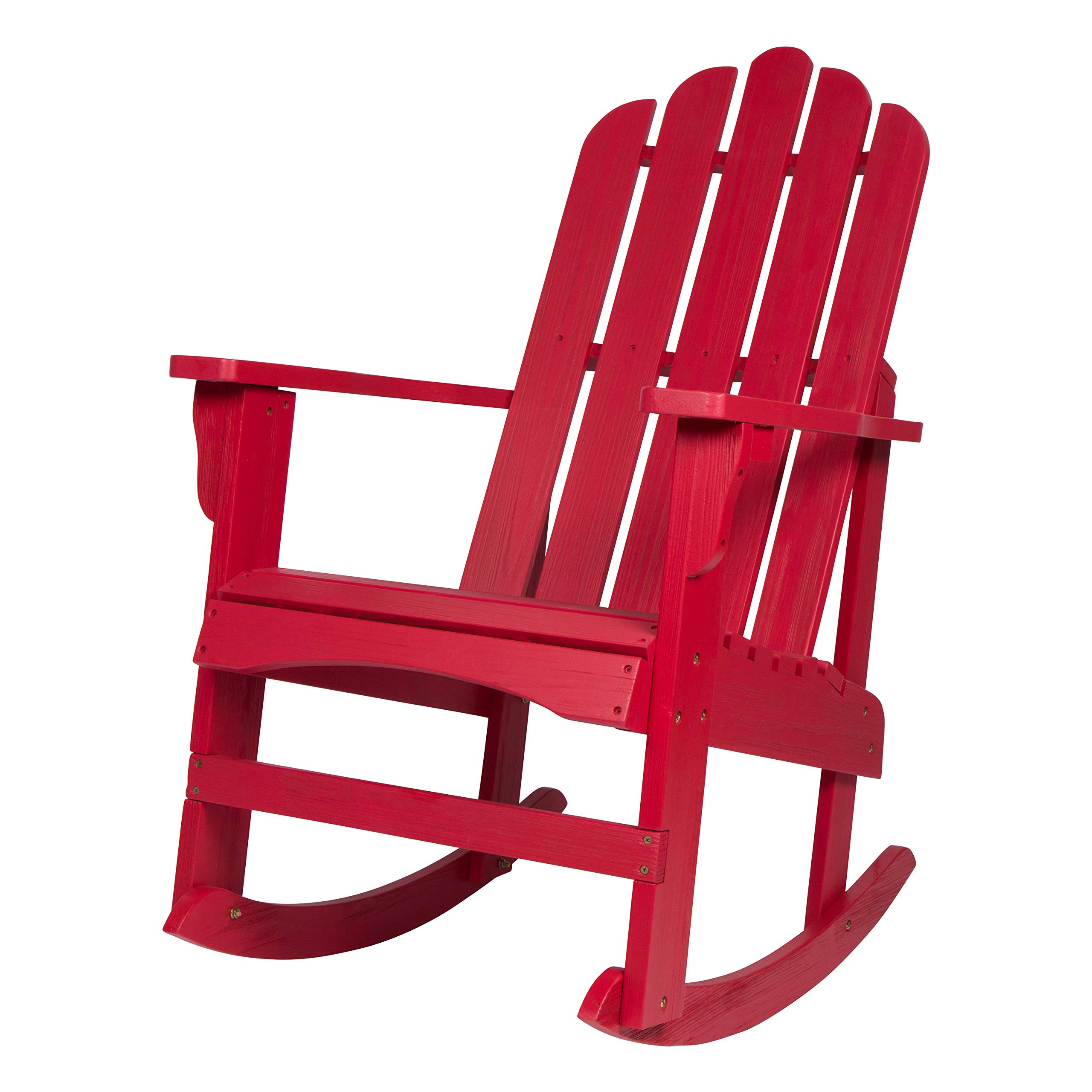 Shine Company Marina Adirondack Porch Rocker - Premium Indoor Outdoor Wood Rocking Chair in Chili Red | Perfect for Patio, Garden, Deck & Porch Relaxation