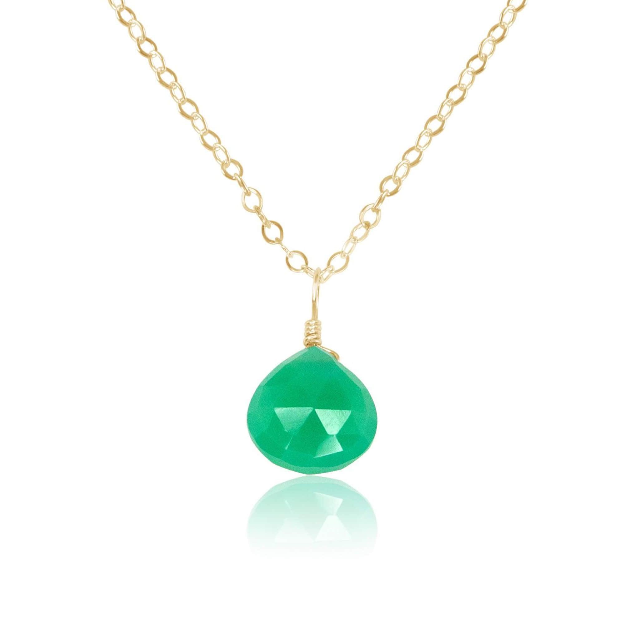 Natural Chrysoprase Teardrop Crystal Pendant Necklace for Women - Healing Stone Jewelry for Meditation, Yoga & Spiritual Gifts