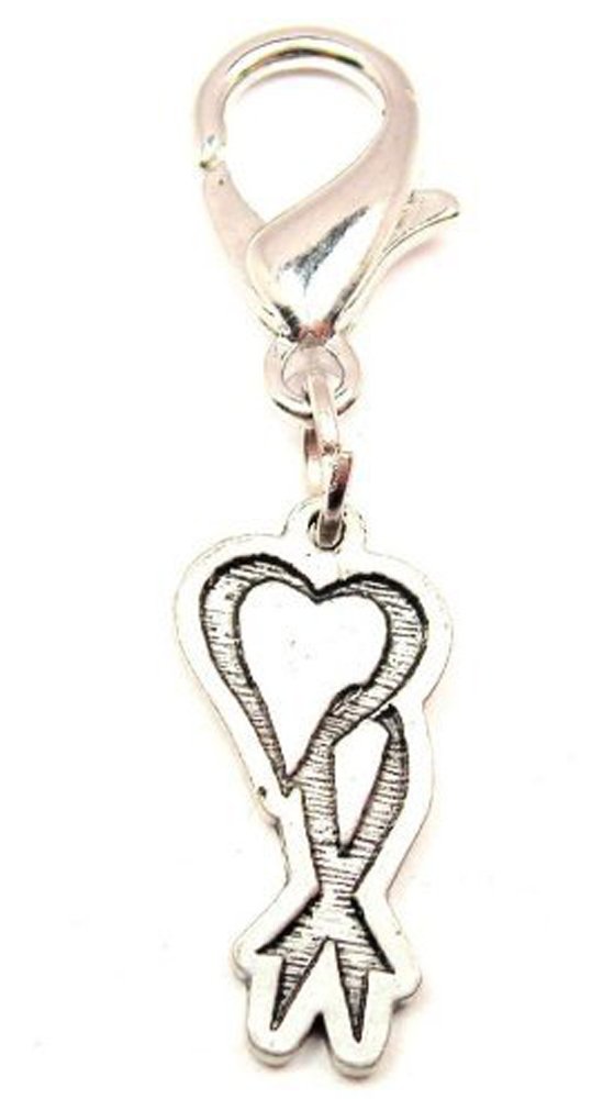 Pewter Heart Charm with Ribbon for Zipper Pull - Fashion & Gifts