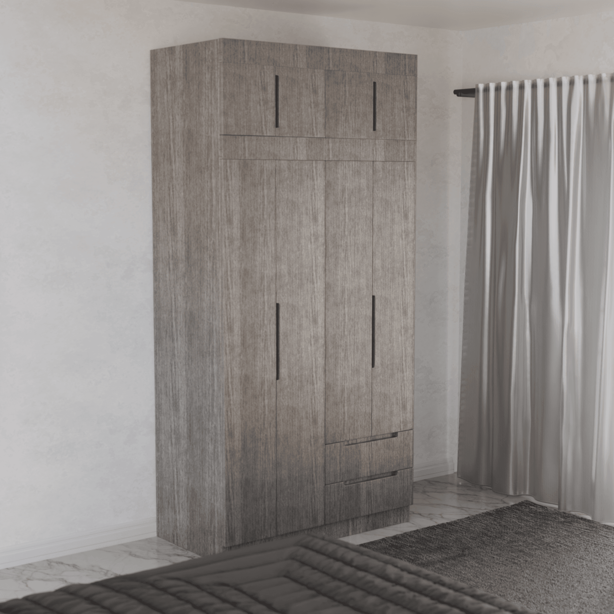 Harrison 4-Door Open Wardrobe with Top Shelf - Modern Closet Organizer for Bedroom, Living Room & Walk-In Closets | Spacious Storage Solution for Clothes, Shoes & Accessories