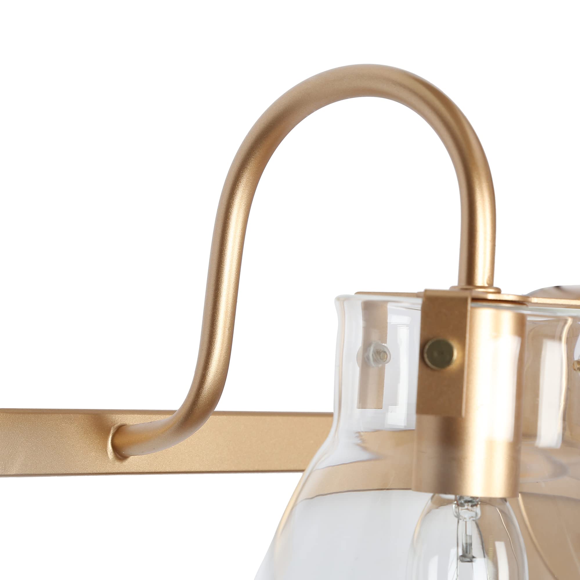 KSANA Gold Vanity Lights - 4 Light Bathroom Mirror Lighting with Clear Glass Shades for Modern Bathrooms