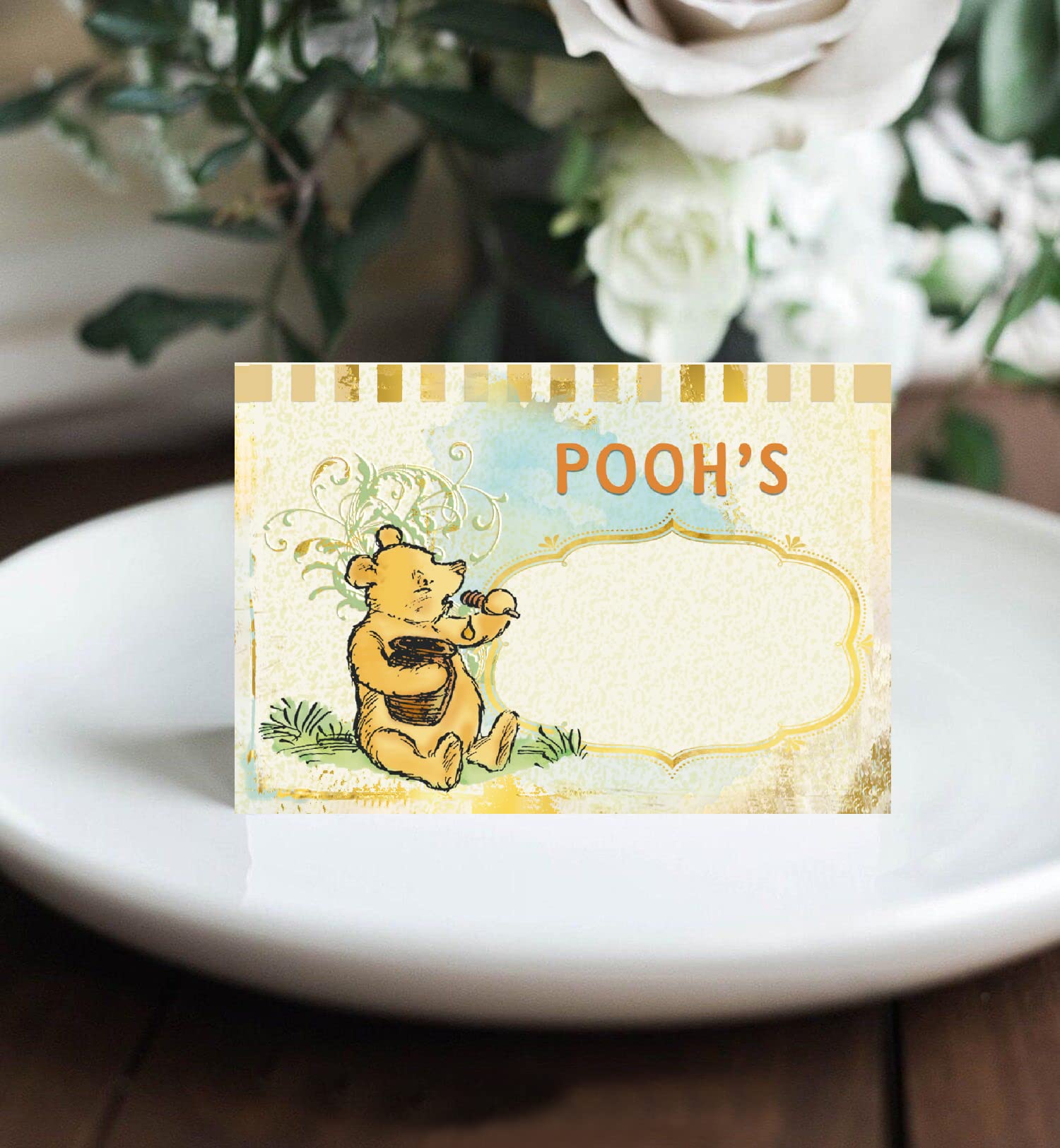 Classic Winnie the Pooh Food Labels & Signs - 12 Pcs Baby Shower Decorations, Birthday Party Favors, Table Centerpieces | Perfect for Disney Themed Events, Kids Parties & Nursery Decor