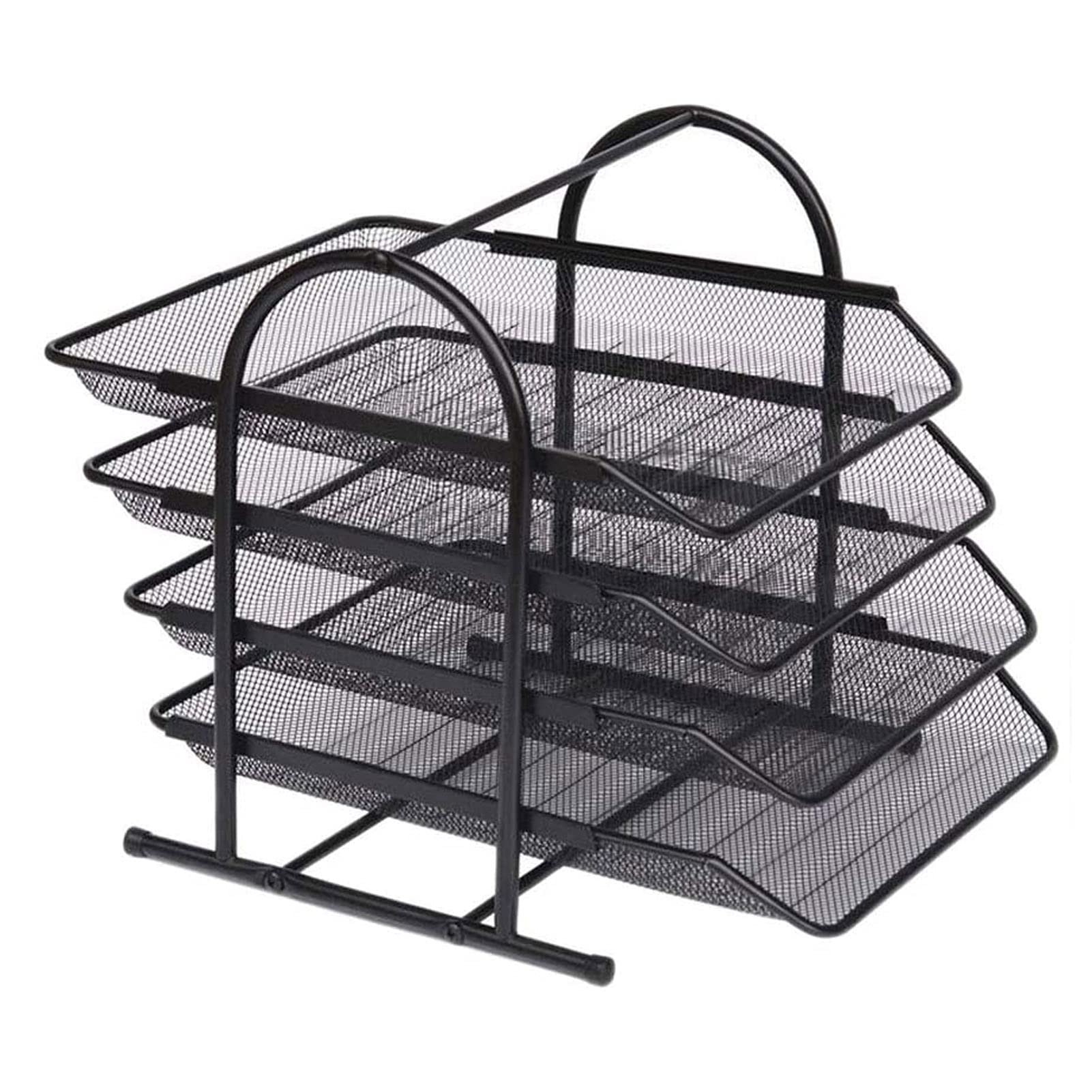 A4 & Letter Size Metal Mesh File Folder Organizer - 4 Tier Desk Document Holder for Home & Office - Perfect for Organizing Papers, Magazines, and Office Supplies