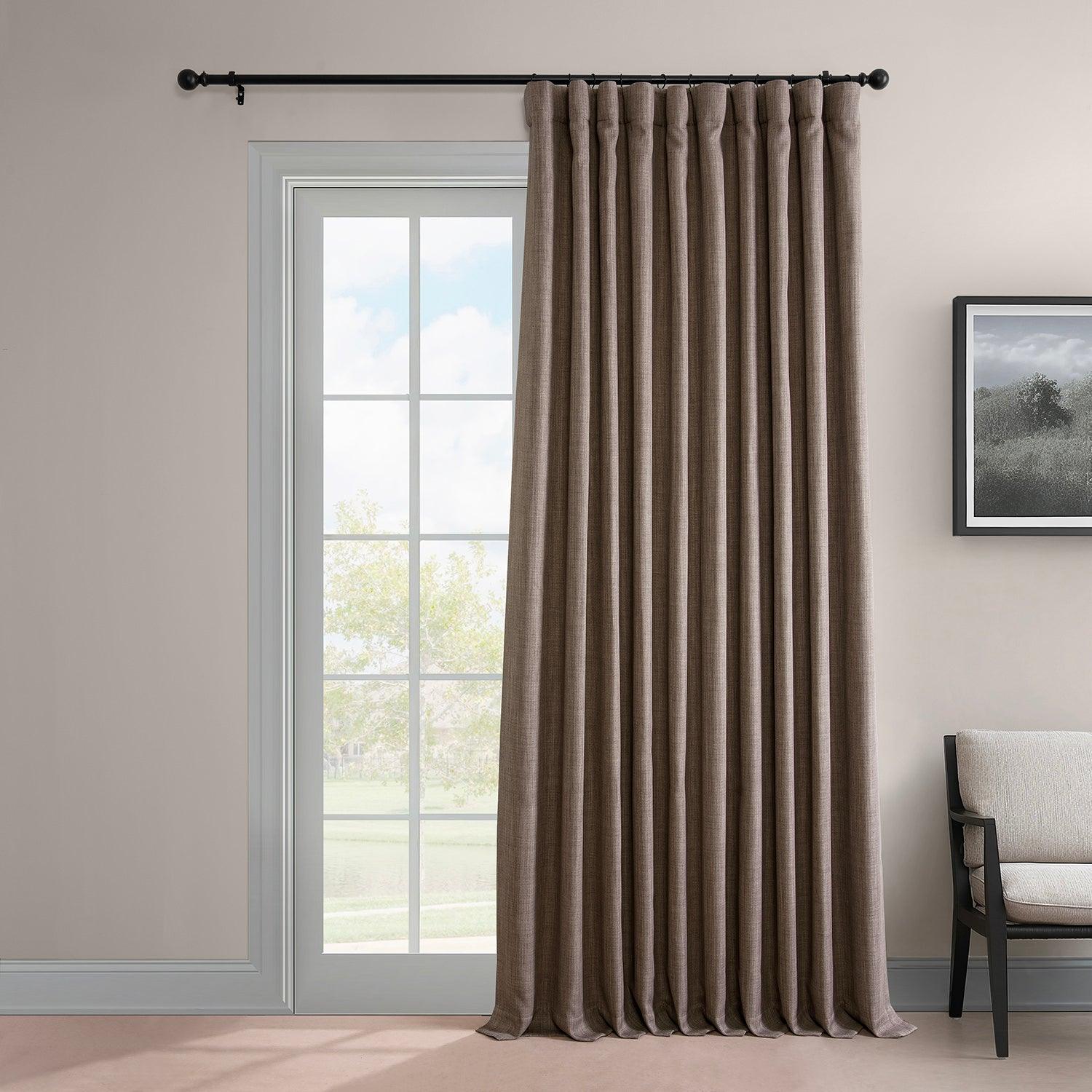 Premium Dutch Cocoa Extra Wide Textured Faux Linen Blackout Curtains - Thermal Insulated Window Drapes for Living Room, Bedroom & Home Theater (Set of 2 Panels)