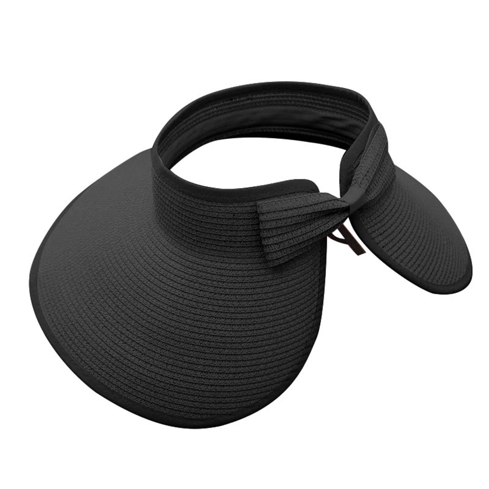 Women's Wide Brim Straw Sun Visor Hat - Foldable & Roll Up Beach Visor for Summer - Bulk Pack of UV Protection Sun Hats for Outdoor, Gardening, Travel & Beach Vacations