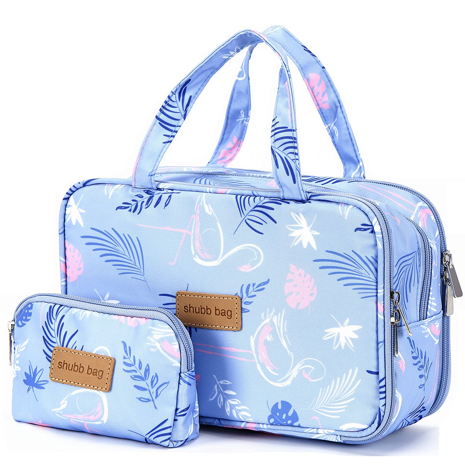 Shubb Large Water-resistant Travel Makeup Bag & Toiletry Organizer for Women | Cosmetic Case with Multiple Pockets | Perfect for Vacation, Gym, Business Trips (Blue)