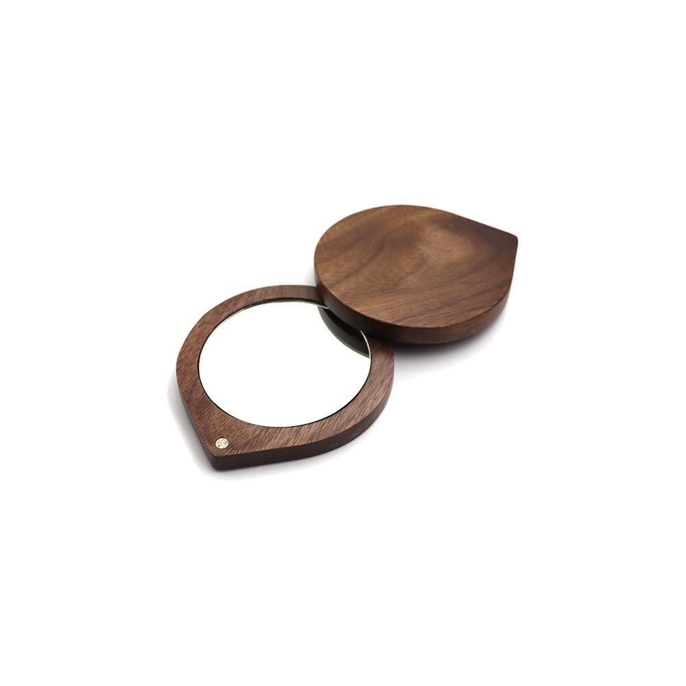 QOMOLANGMA 10-Pack Small Compact Wooden Makeup Mirror - Portable Folding Handheld Mirror for Engraving, DIY Gifts, Travel, Purse & Vanity Use