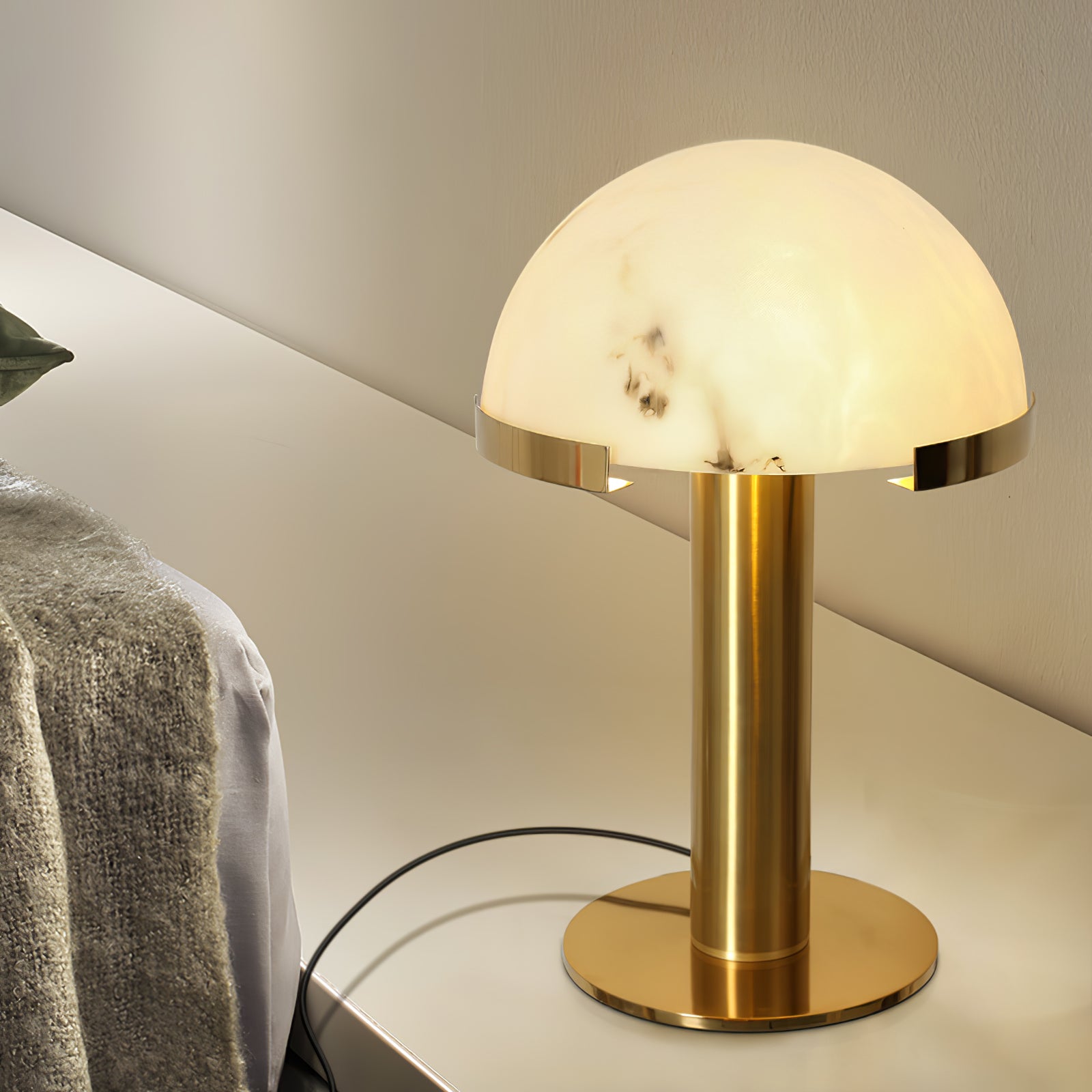 Elegant Alabaster Table Lamp - Modern Home Decor for Living Room, Bedroom & Office - Perfect for Ambient Lighting & Stylish Interior Design