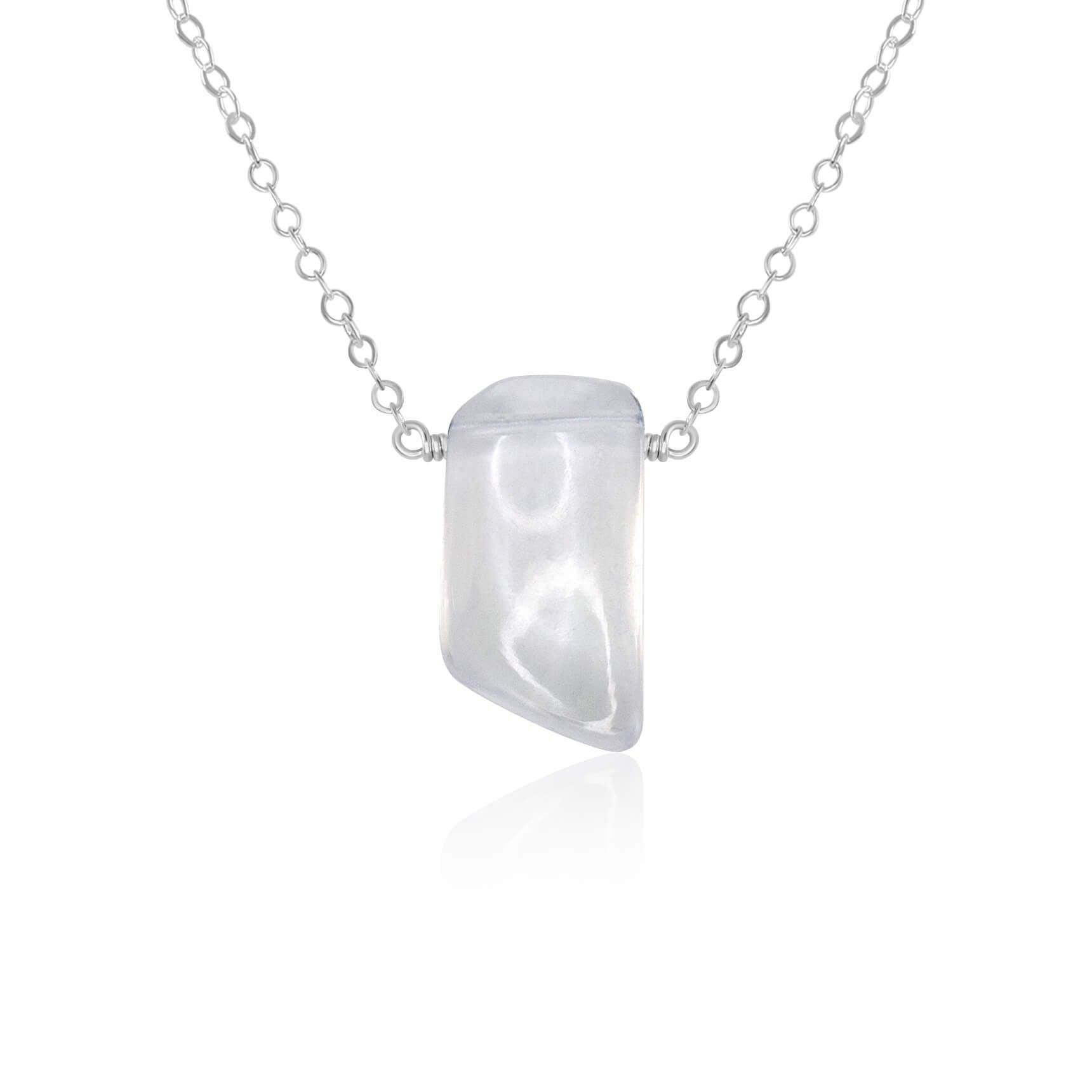 Small Smooth Clear Crystal Quartz Slab Necklace - Natural Healing Stone Jewelry for Women, Chakra Balancing & Energy Cleansing | Perfect for Meditation, Yoga, and Spiritual Gifts