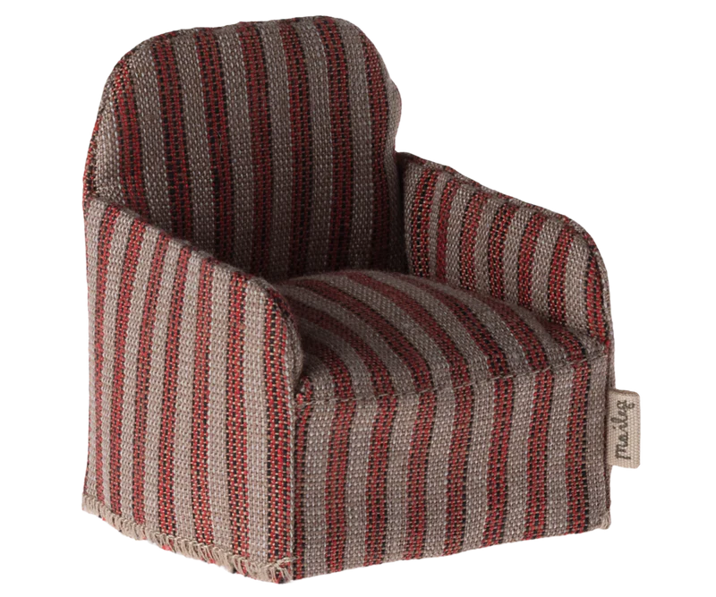 Stylish Striped Maileg Chair with Mouse Design - Perfect for Kids' Playrooms, Bedrooms & Cozy Reading Nooks