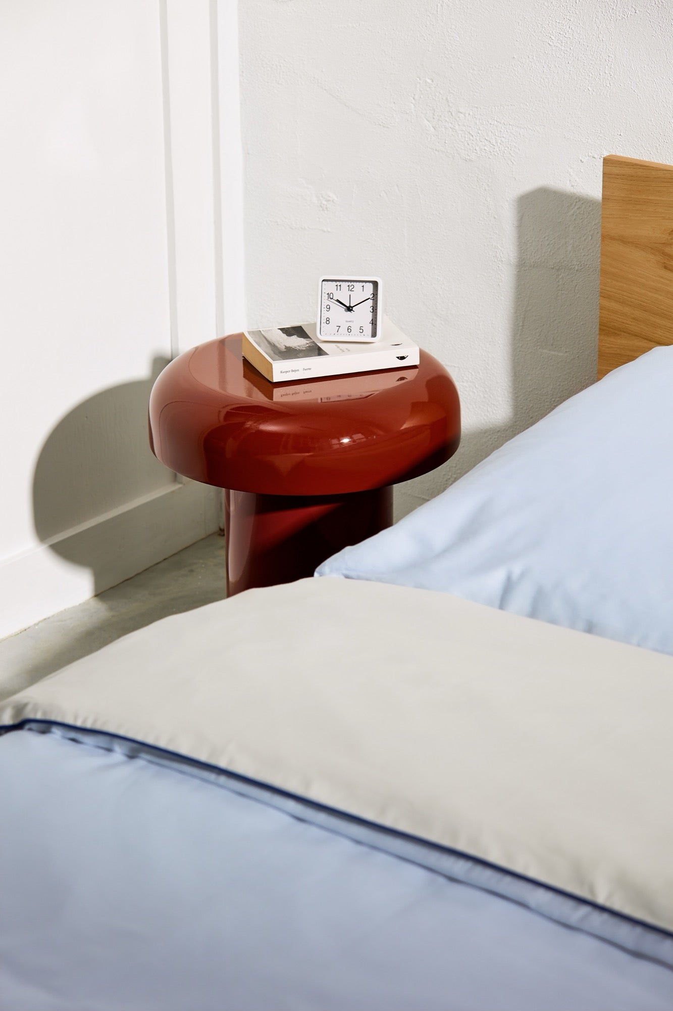Miko Side Table - Modern Frosty Blue Nightstand for Bedroom, Living Room & Office - Small End Table with Storage Shelf - Compact Accent Table for Home Decor