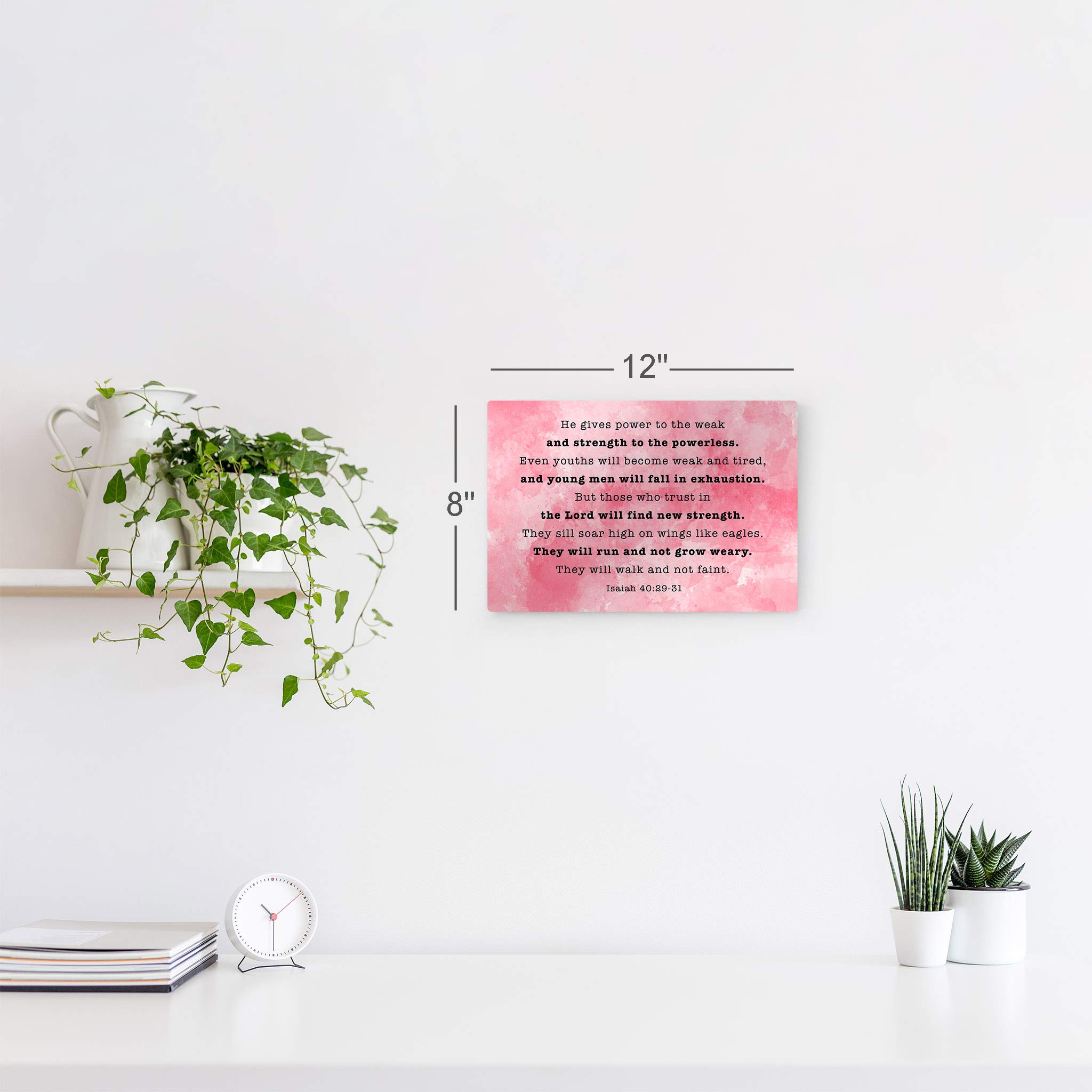 Smile Art Design Isaiah 40:29-31 Bible Verse Wall Art - 'He Gives Strength to the Weary' Christian Metal Print, Religious Inspirational Gift, Ready to Hang 24x36 - Perfect for Home Decor, Church, Office & Spiritual Encouragement