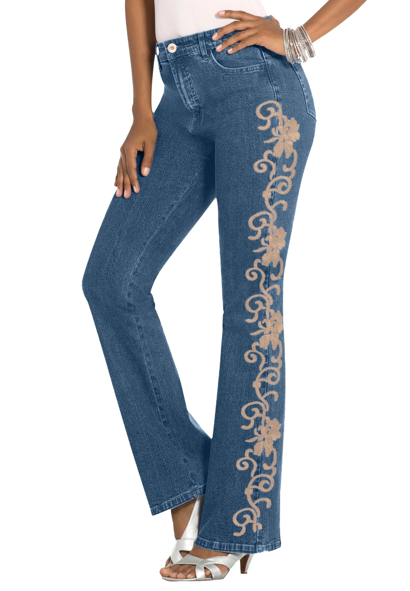 Roaman's Women's Plus Size Whitney Jean with Invisible Stretch - Comfortable Stretchy Denim Pants for Curvy Women | Perfect for Work, Casual Outfits & Everyday Wear