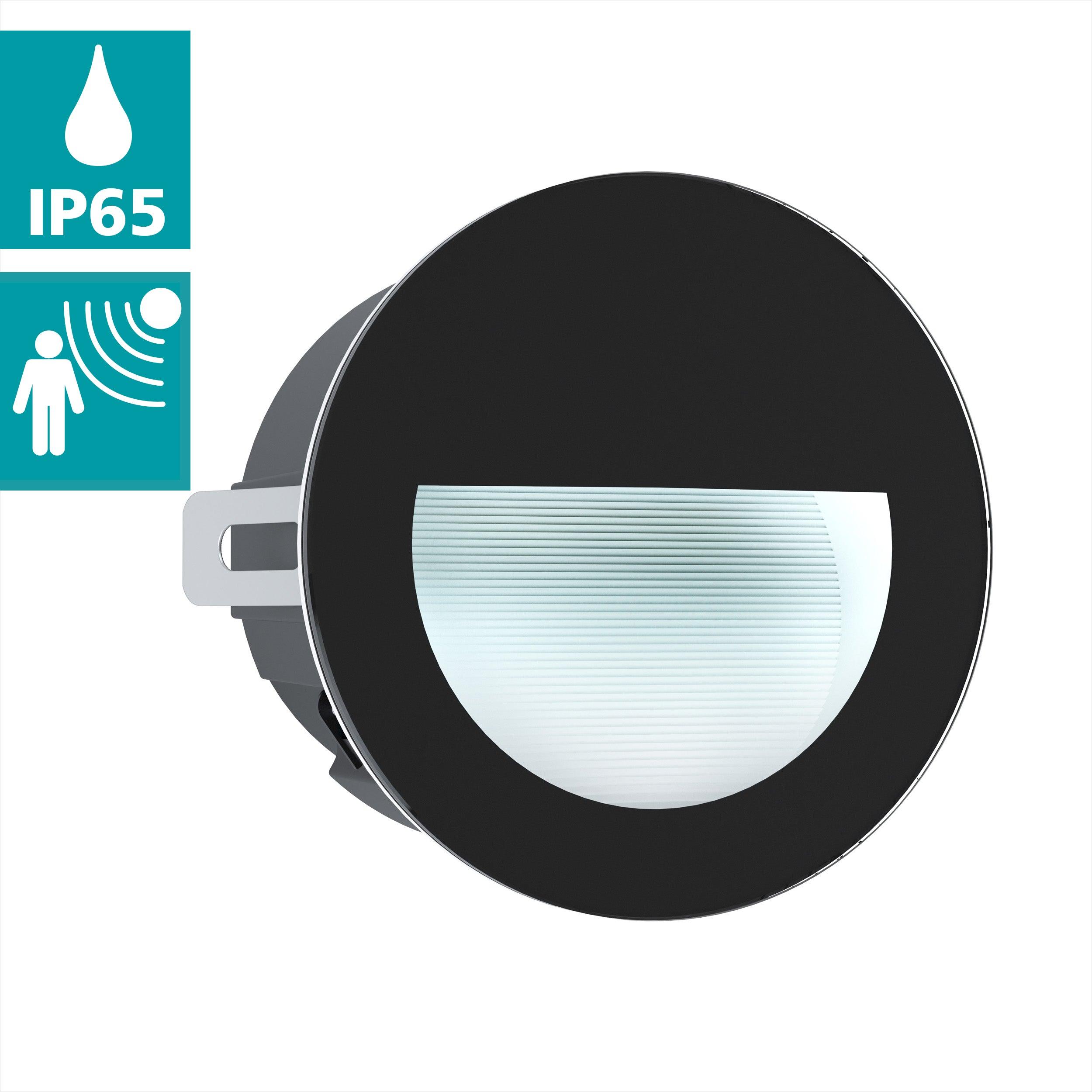Eglo Aracena Round Black IP65 Waterproof Outdoor Recessed Wall Light - Perfect for Patio, Garden, and Exterior Home Lighting