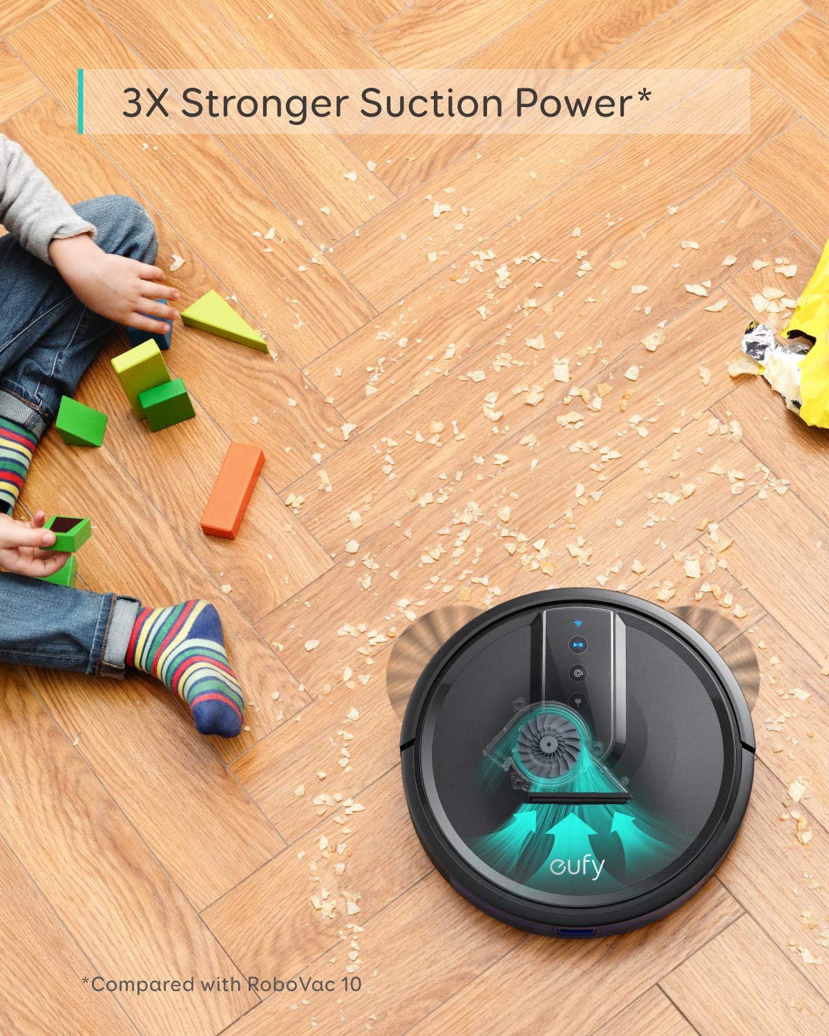 Eufy RoboVac 35C WiFi Robot Vacuum Cleaner - Super Thin, Smart App Control, Pet Hair Friendly, Works with Alexa (Black) - Ideal for Hardwood Floors, Carpets & Pet Owners