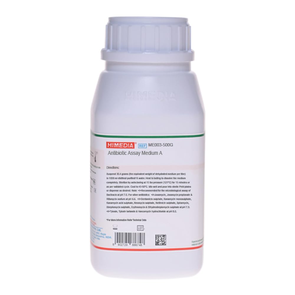ME003-500G Antibiotic Assay Medium A, 500g - Laboratory-Grade Microbial Culture Media for Antibiotic Testing | Ideal for Pharmaceutical Research & Quality Control Labs