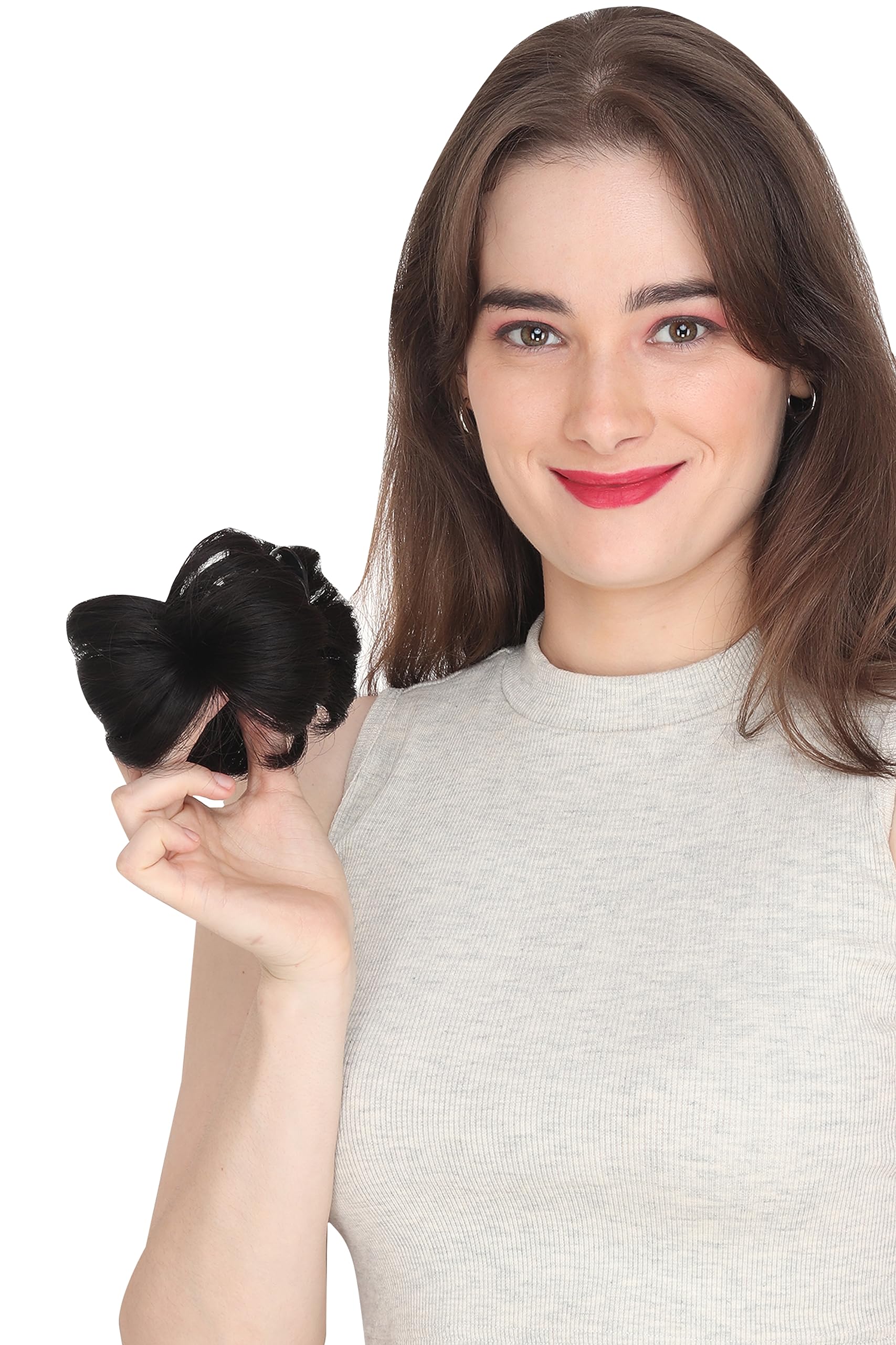 ZALYA Synthetic Artificial Juda Hair Clip with Clutcher - Black Medium Hair Accessories for Women (Pack of 1) - Perfect for Weddings, Parties & Everyday Styling